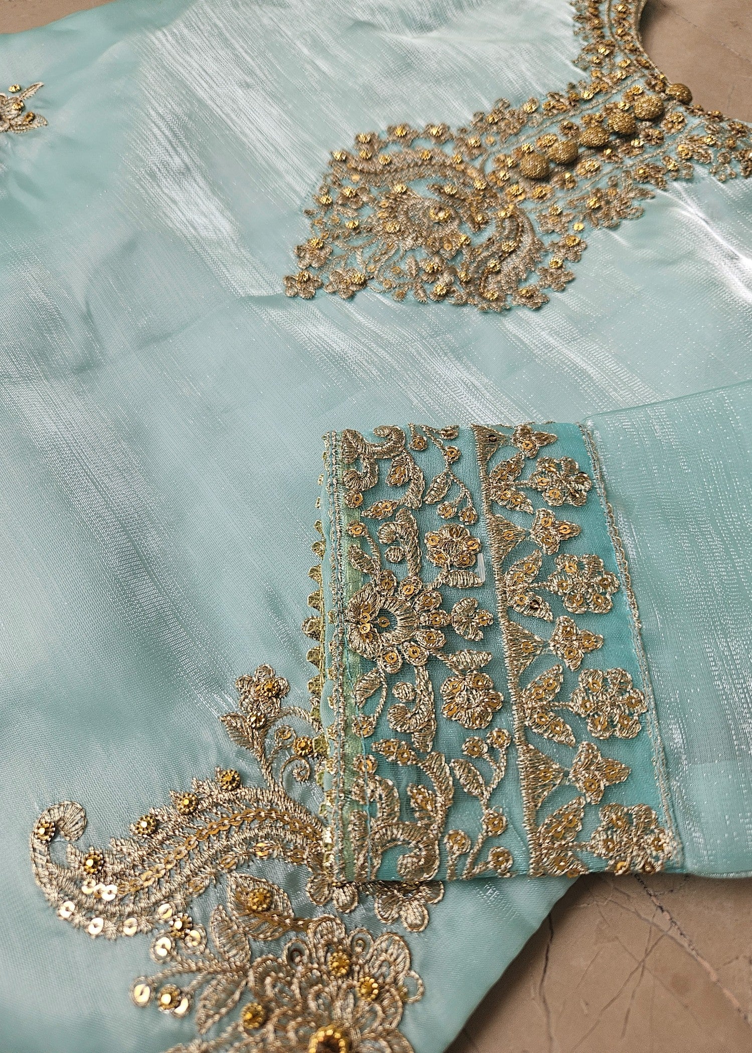 satin silk Kurta Set in Ice blue