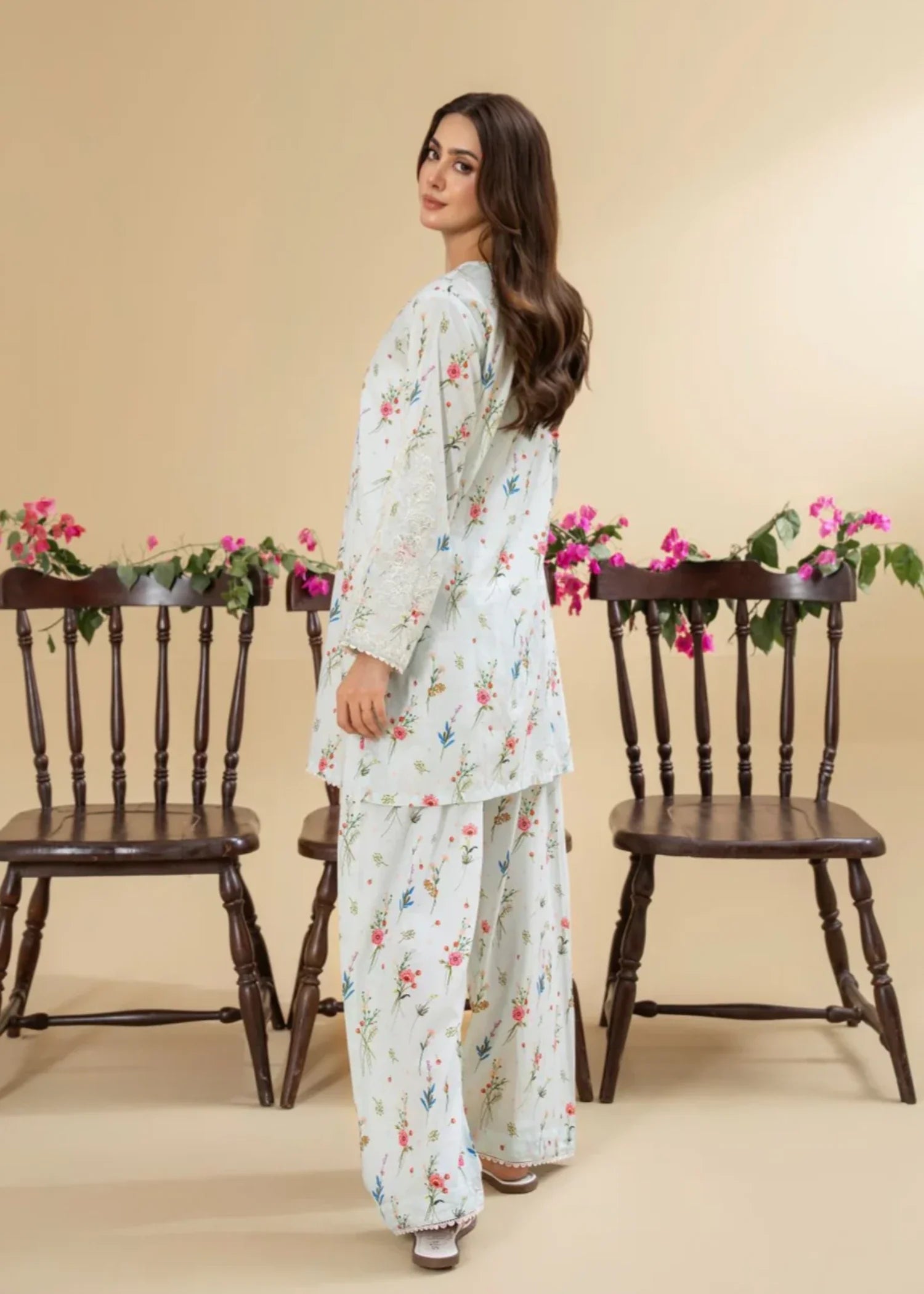 lawn Kurta Set in Light cyan