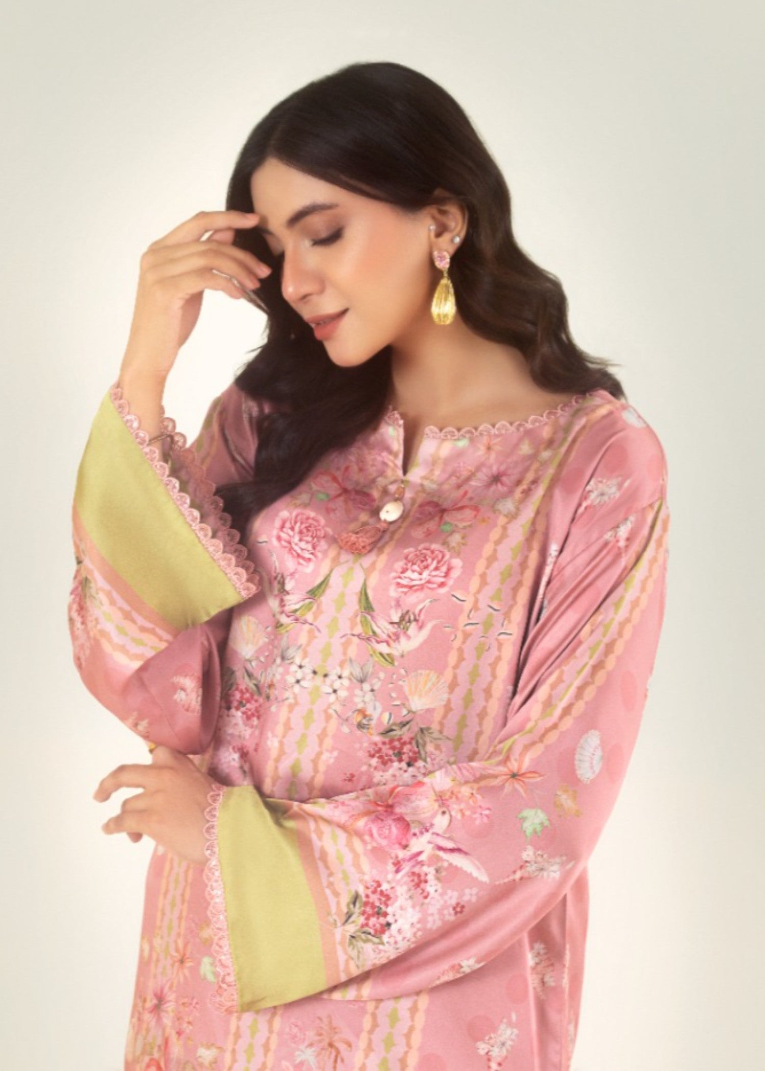silk Kurta Set in Salmon pink