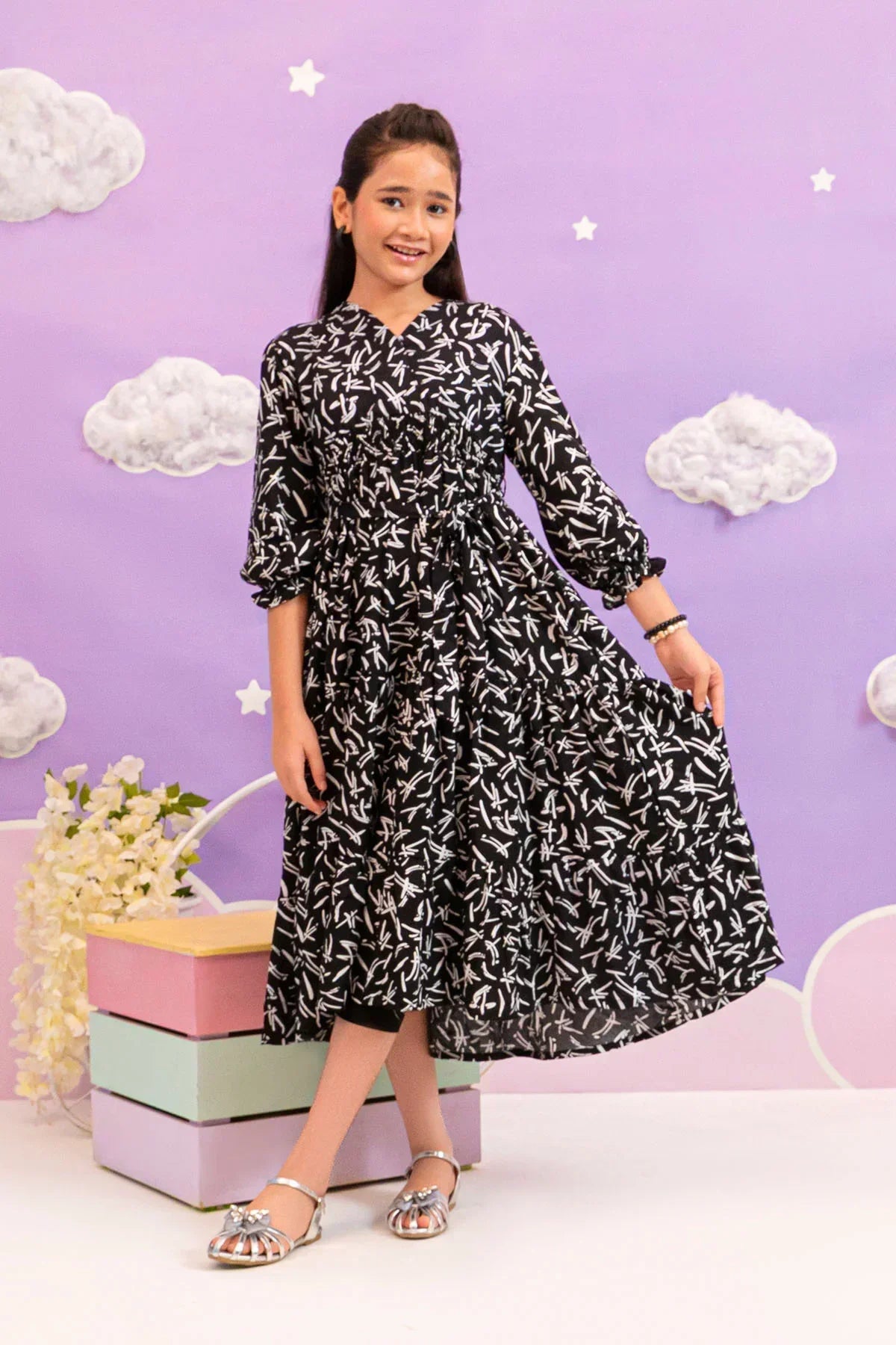 linen Frock in Black