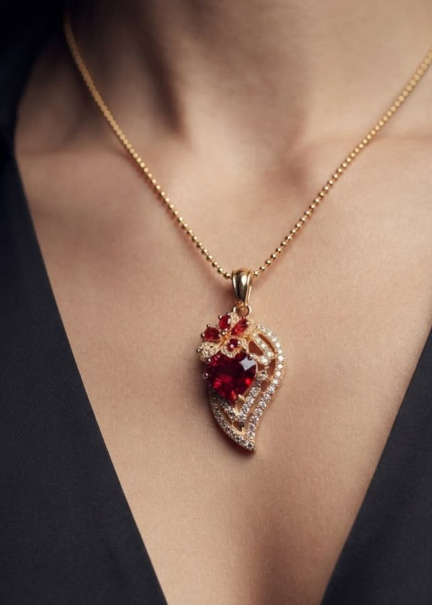 Jewelry Set in Maroon, gold Color by - Trendy Women Jewelry Set WNV3041