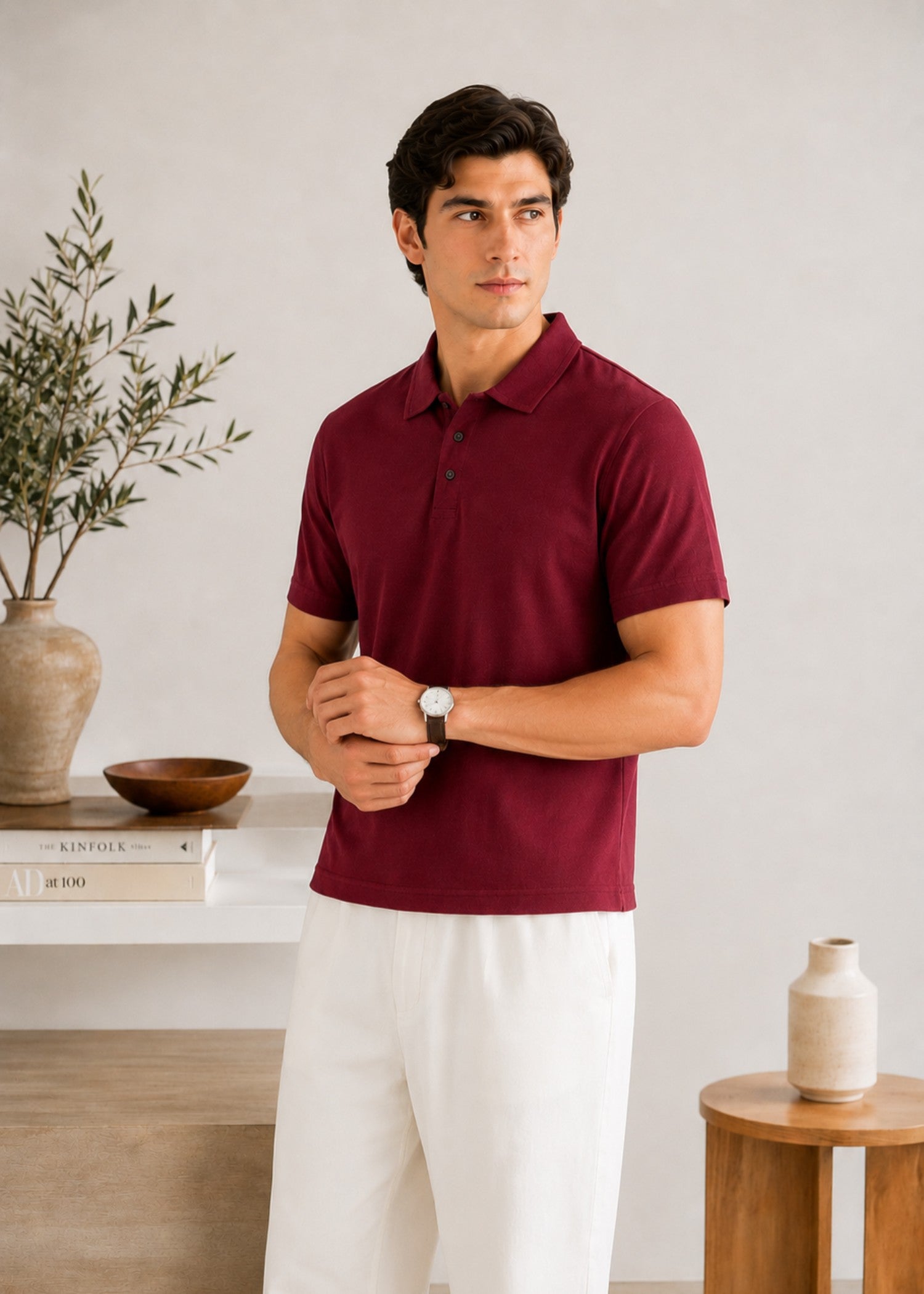 cotton pique Polo Shirt in Maroon