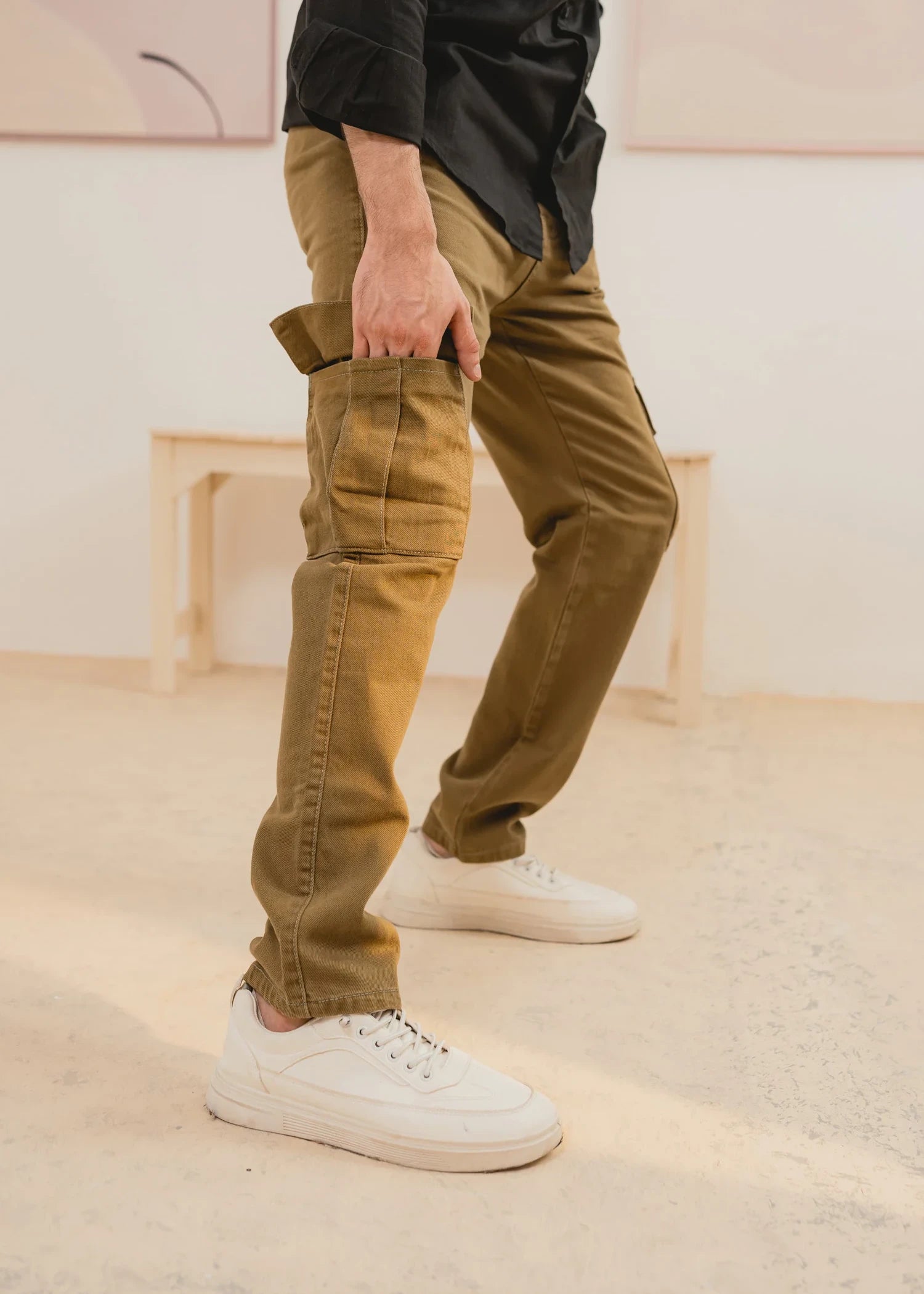 stretch denim Jeans in Olive green