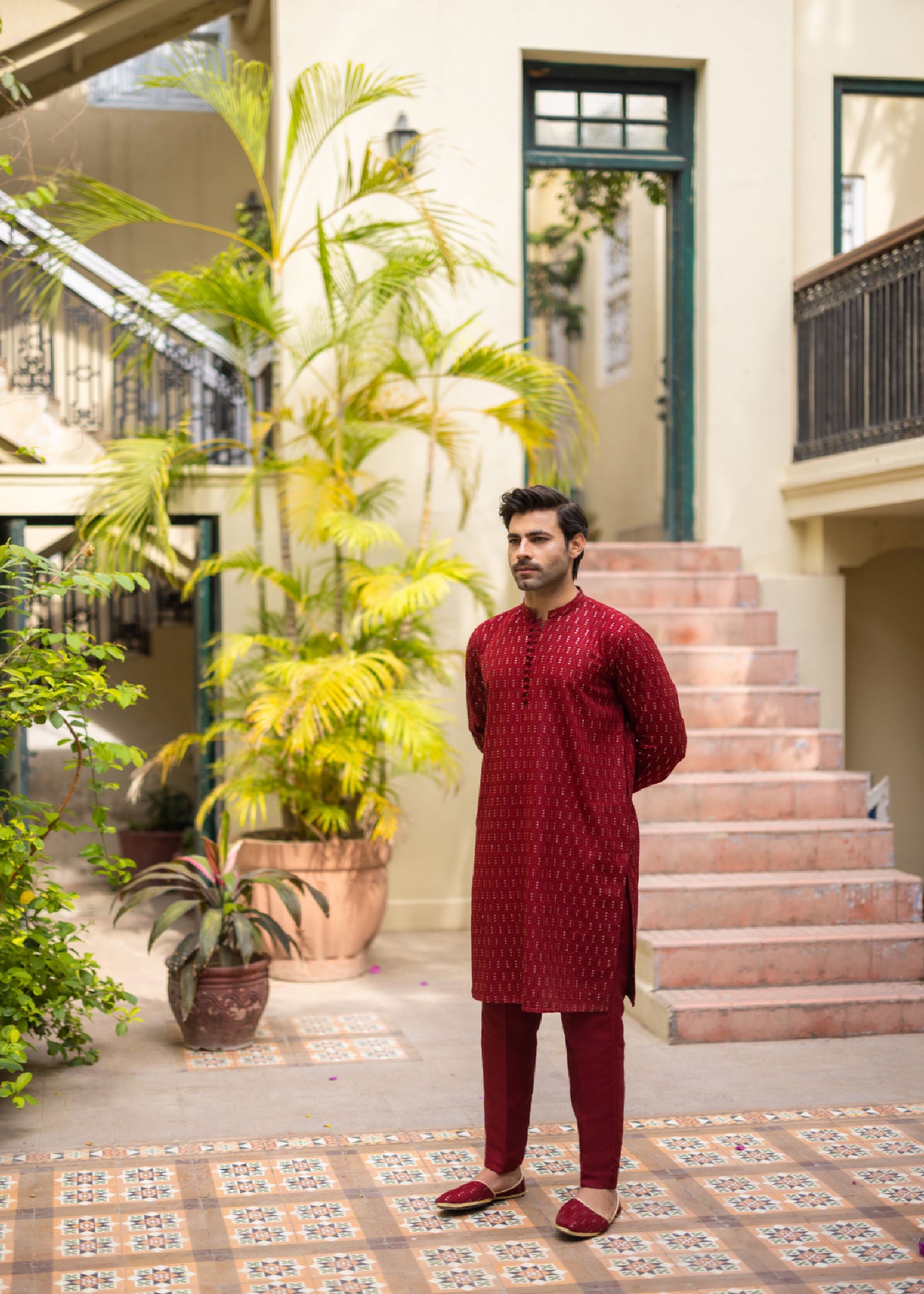 masuri Kurta Set in Red