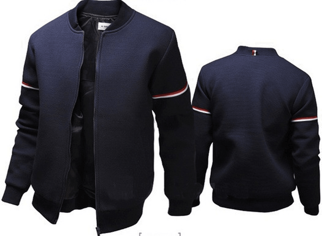 Men'S Casual Jacket Webbing Decorated Stand-Collar Sweater