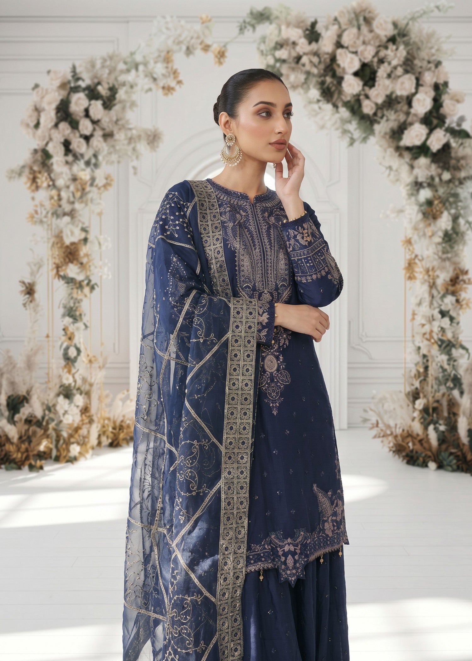 viscose Lehenga in Navy blue