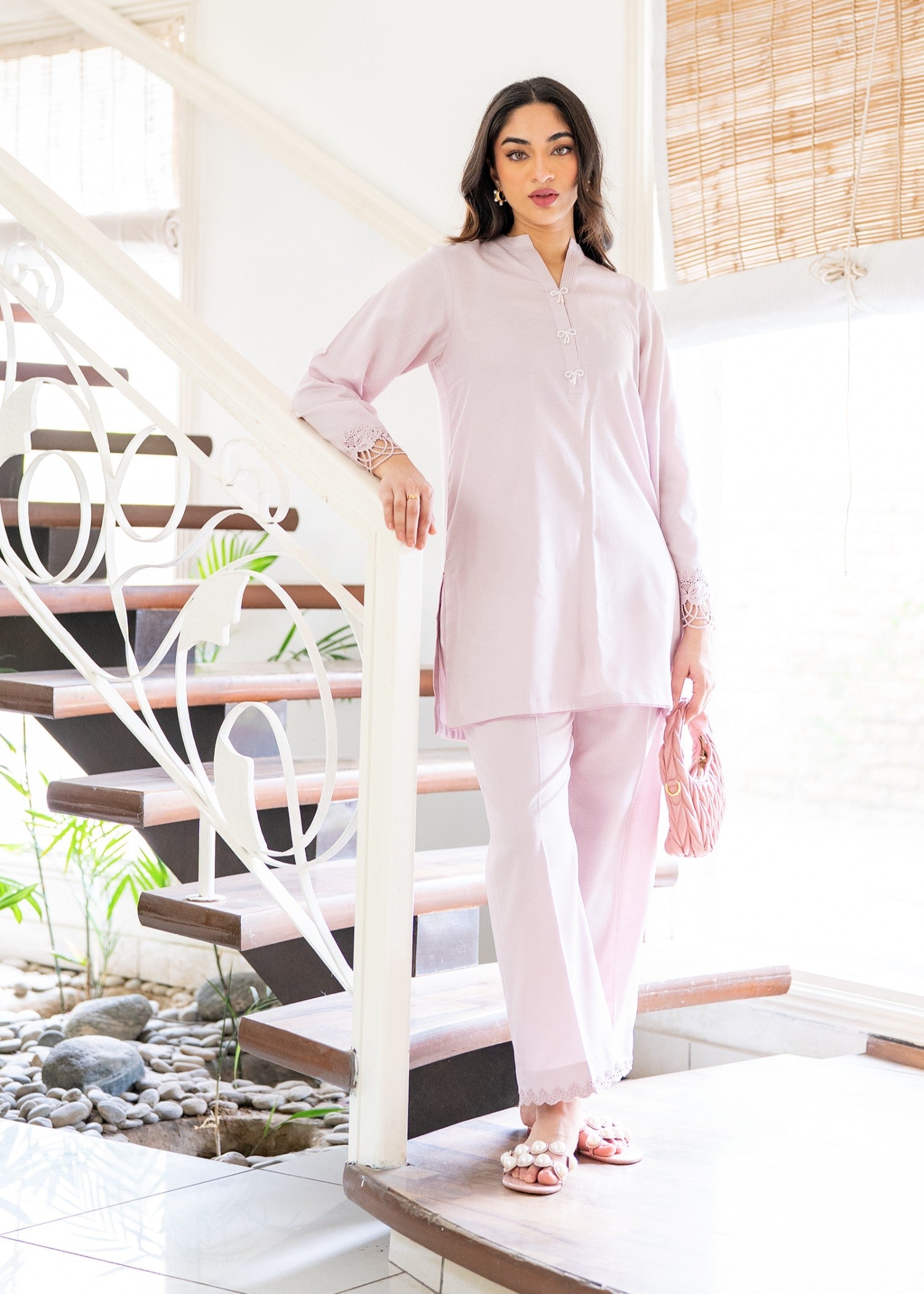 dobby Co Ord Sets in Lilac
