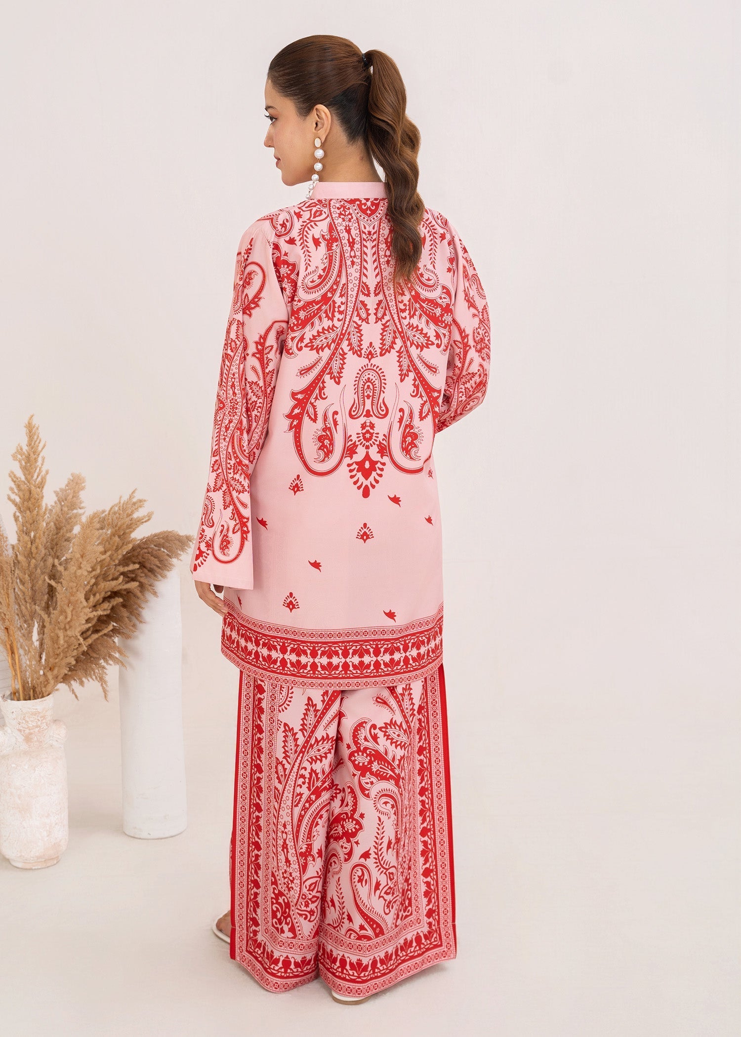 poly lawn Co Ord Sets in Blush pink, red