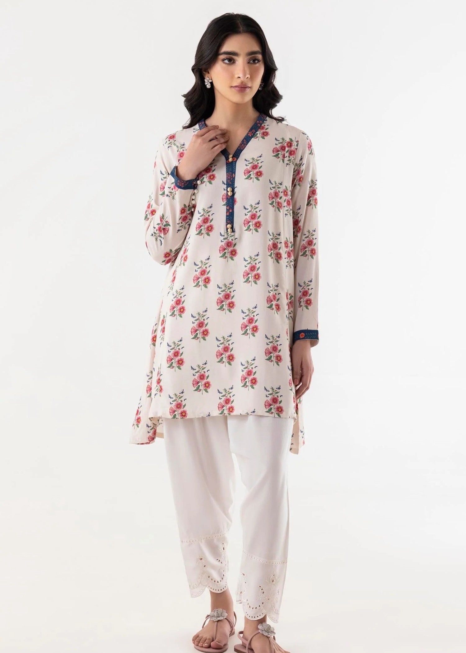linen Short Frock in Ivory
