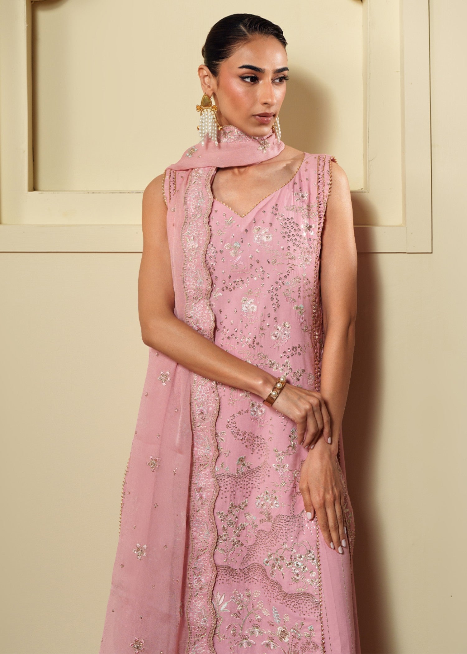 raw silk Kurta Set in Pink