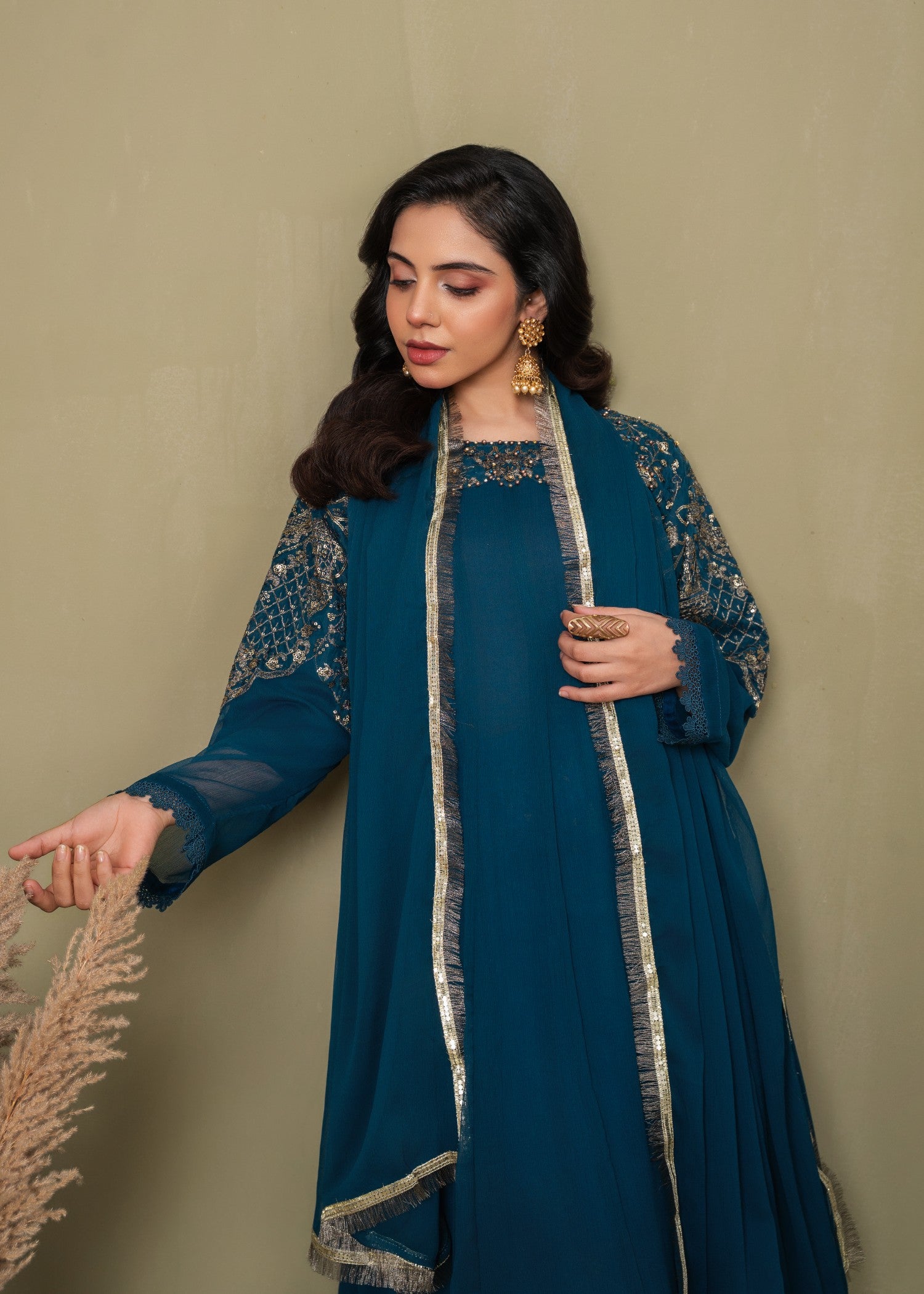 chiffon Short Frock in Cobalt blue, yale blue