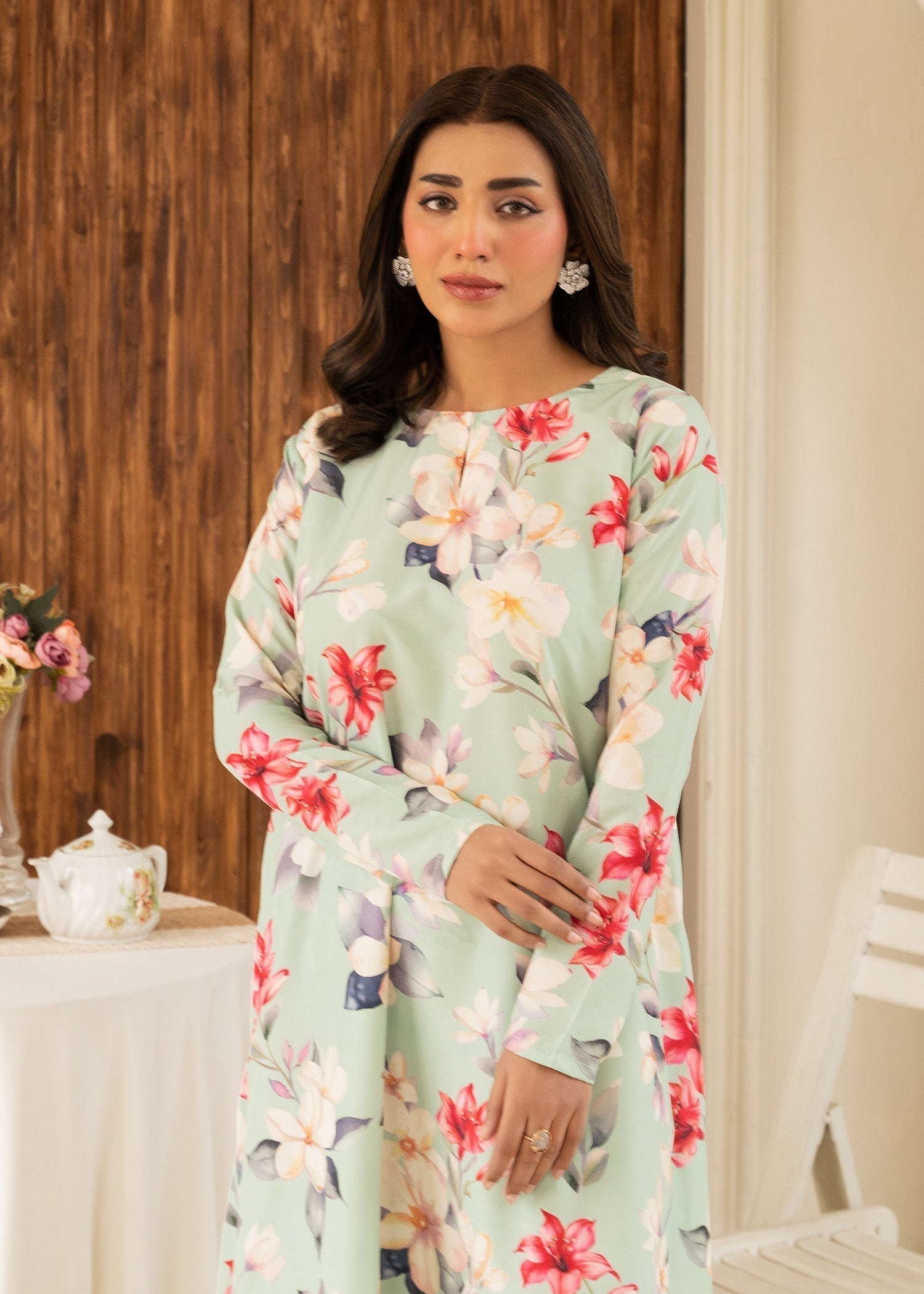 lawn Dress in Mint green