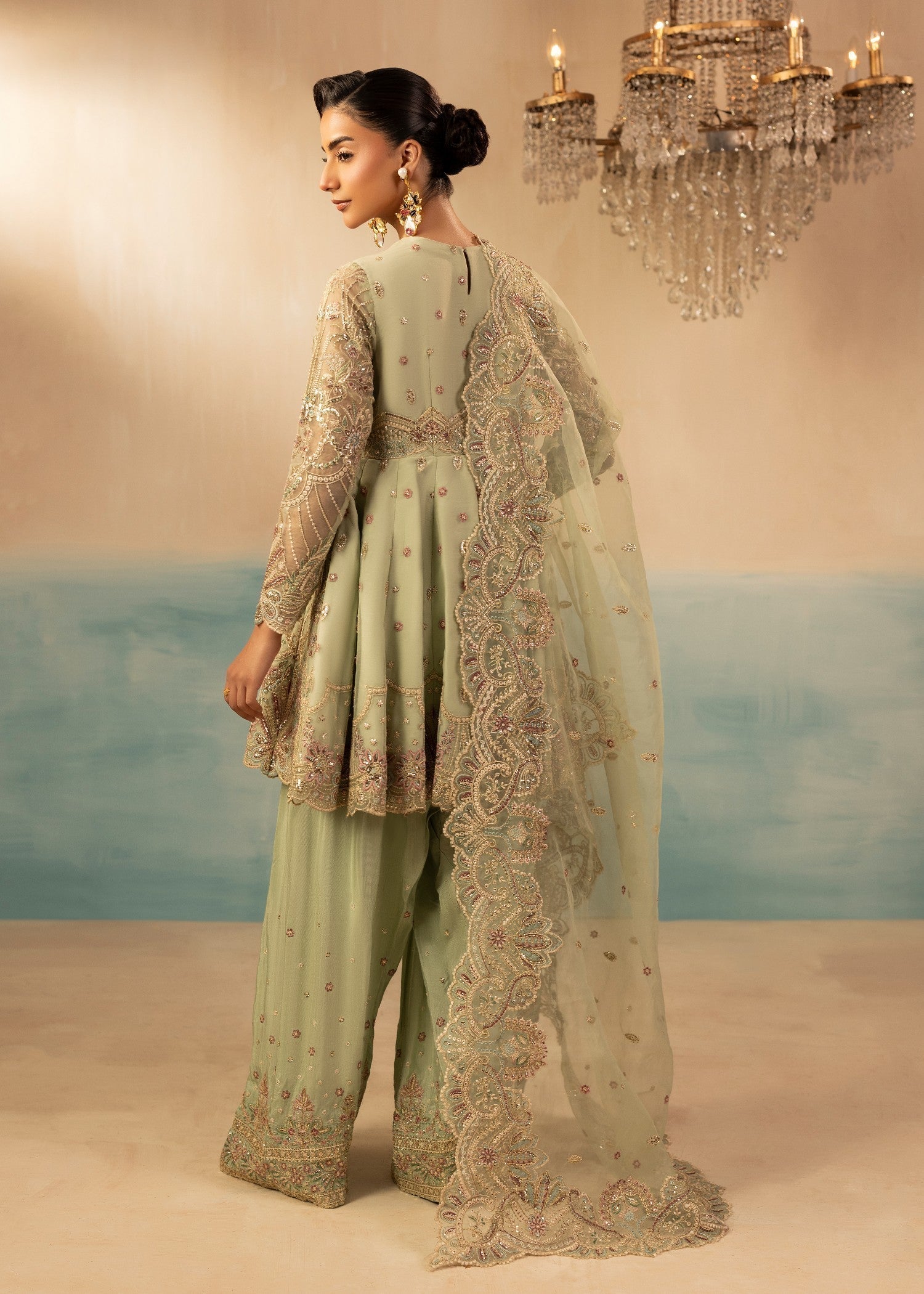 organza Peplum in Mint green