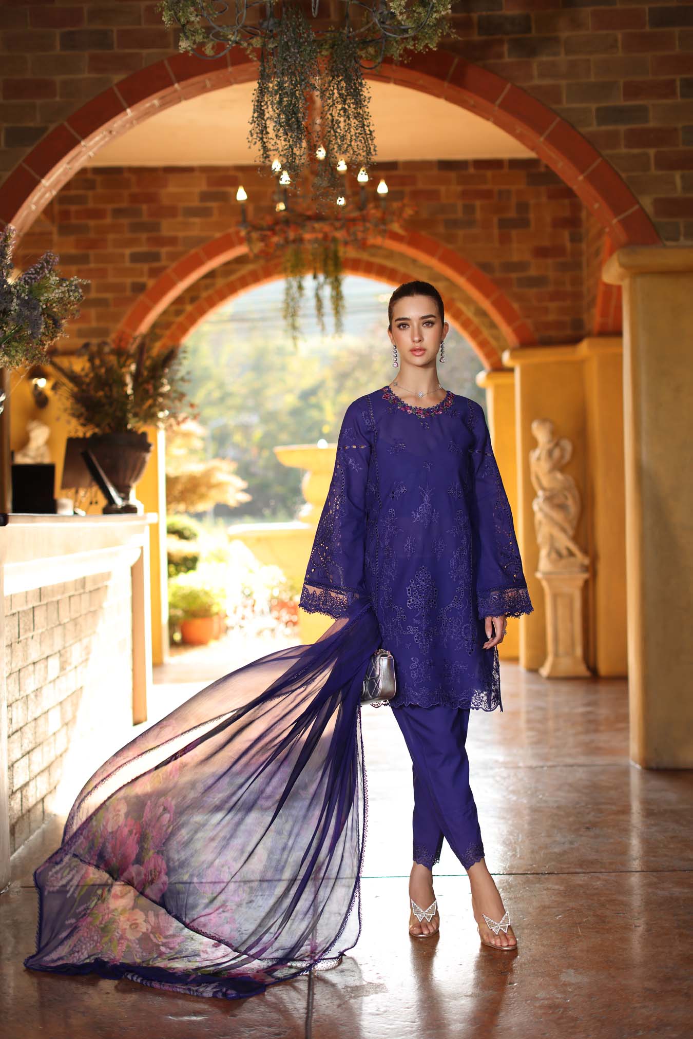 Luxury Eid Schiffli Laserkari Lawn – D2 - A - Aloura