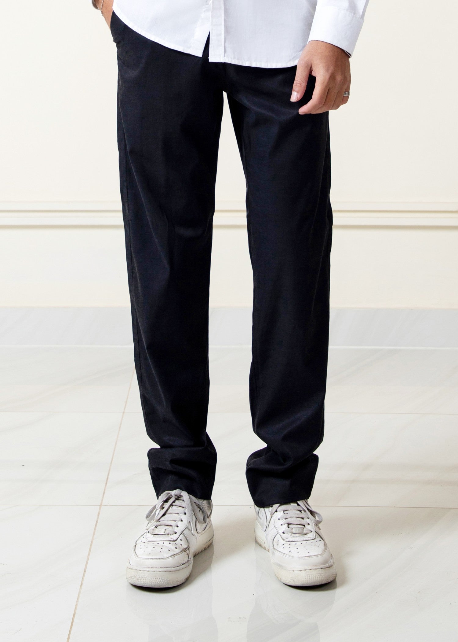 cotton silk Pants in Black