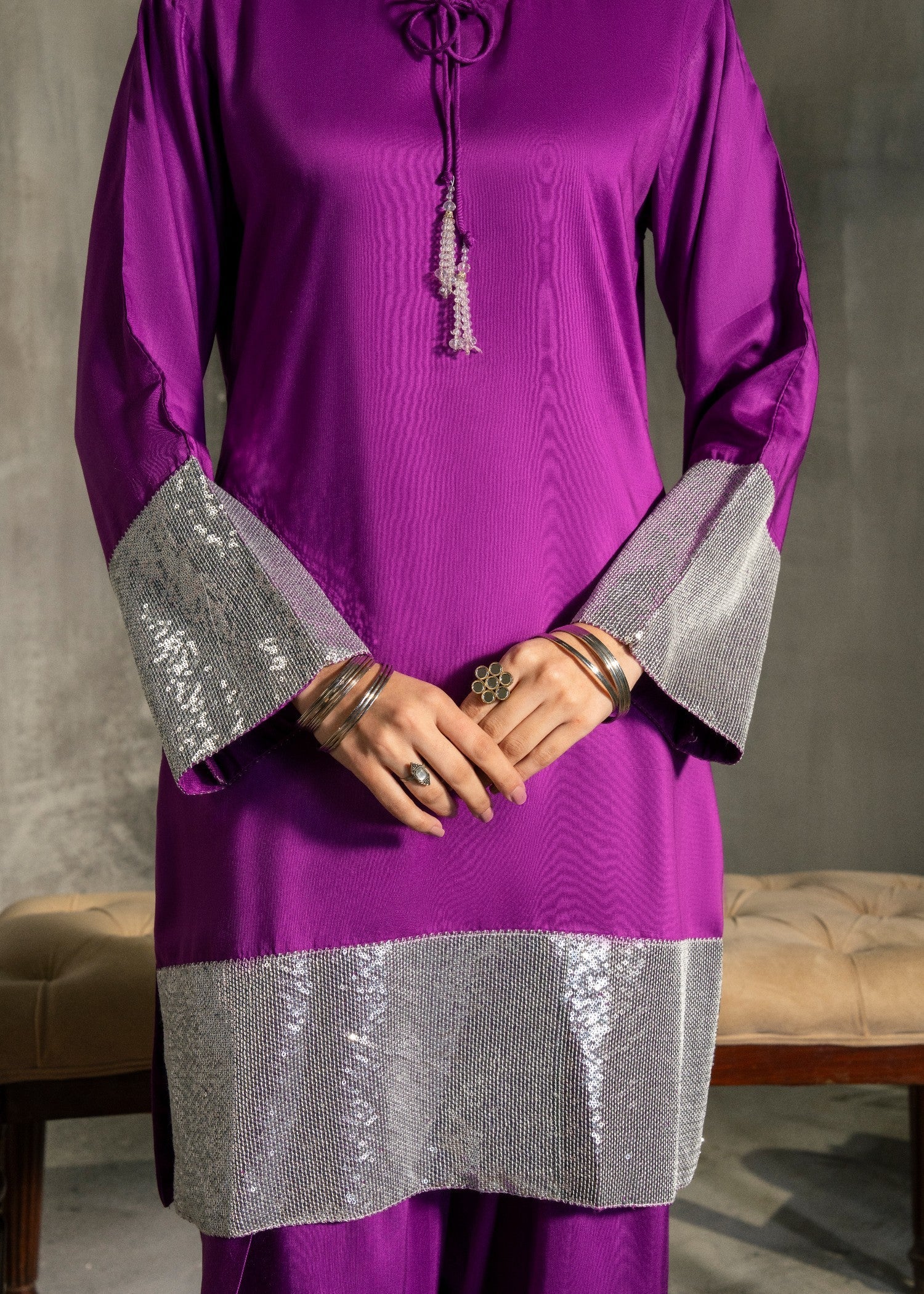viscose Kurta Set in Magenta