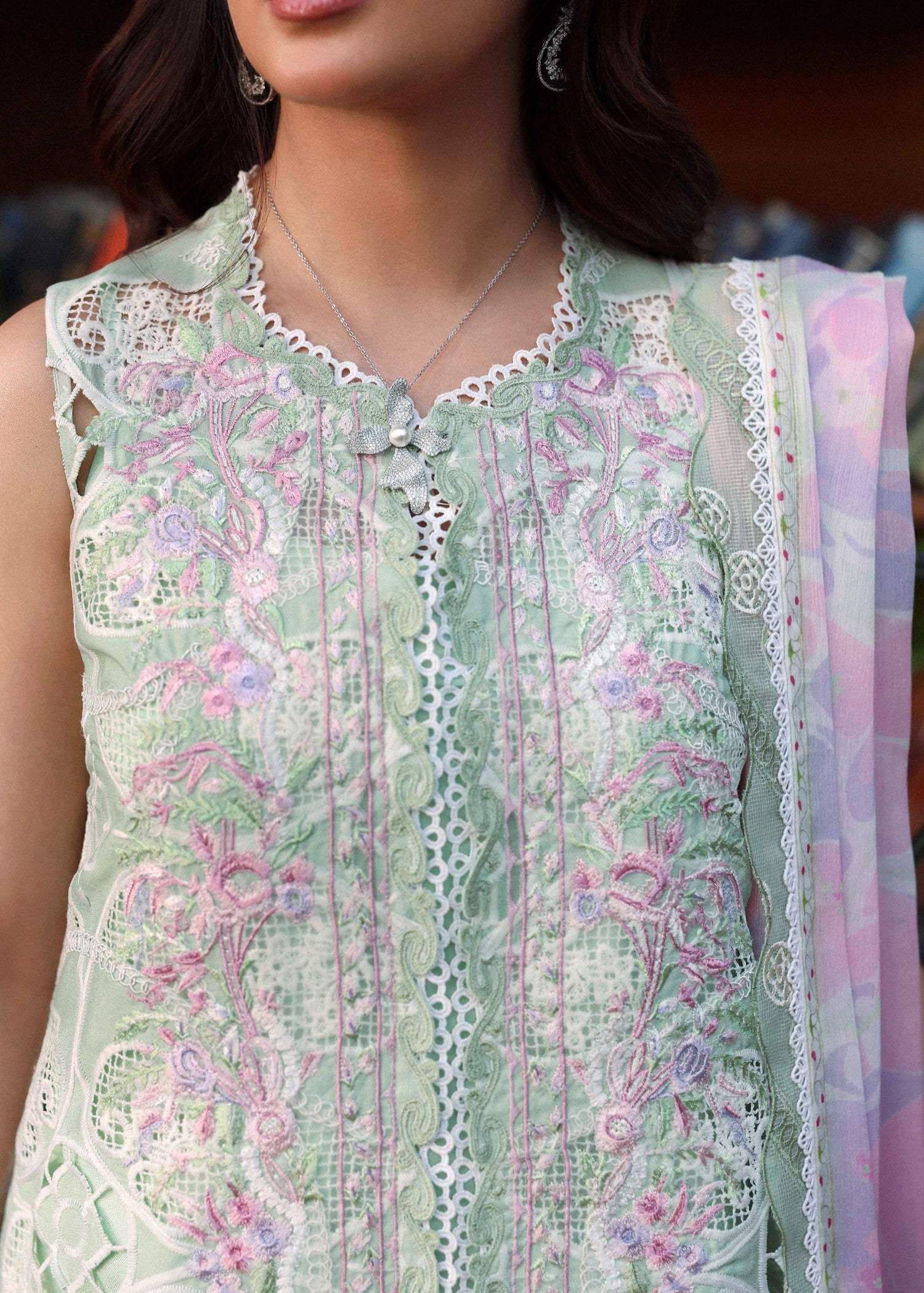 swiss voil Unstitched in Mint green