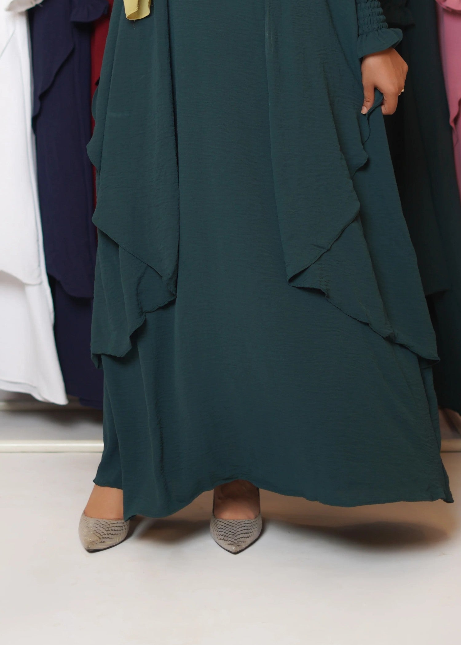 polyester Abaya in Dark green