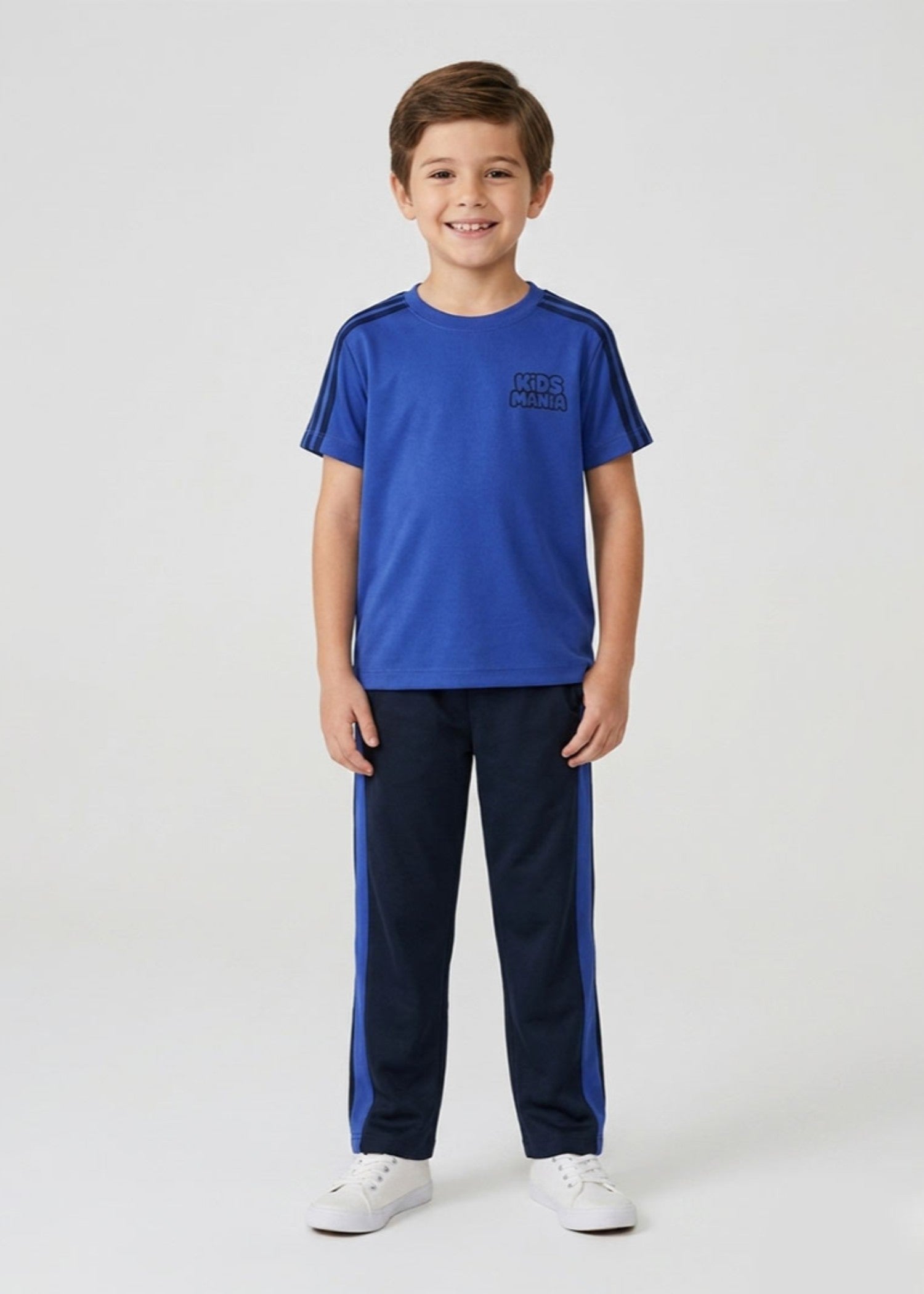 polyester Tracksuit in Black, royal blue