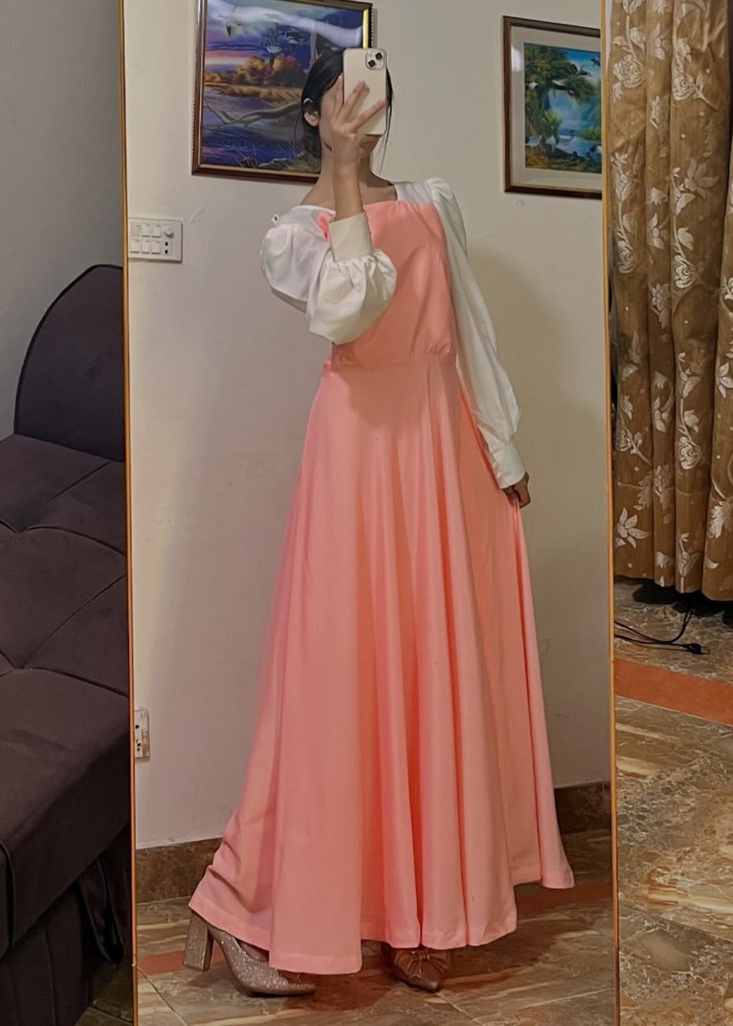 grip Frock in Peach orange