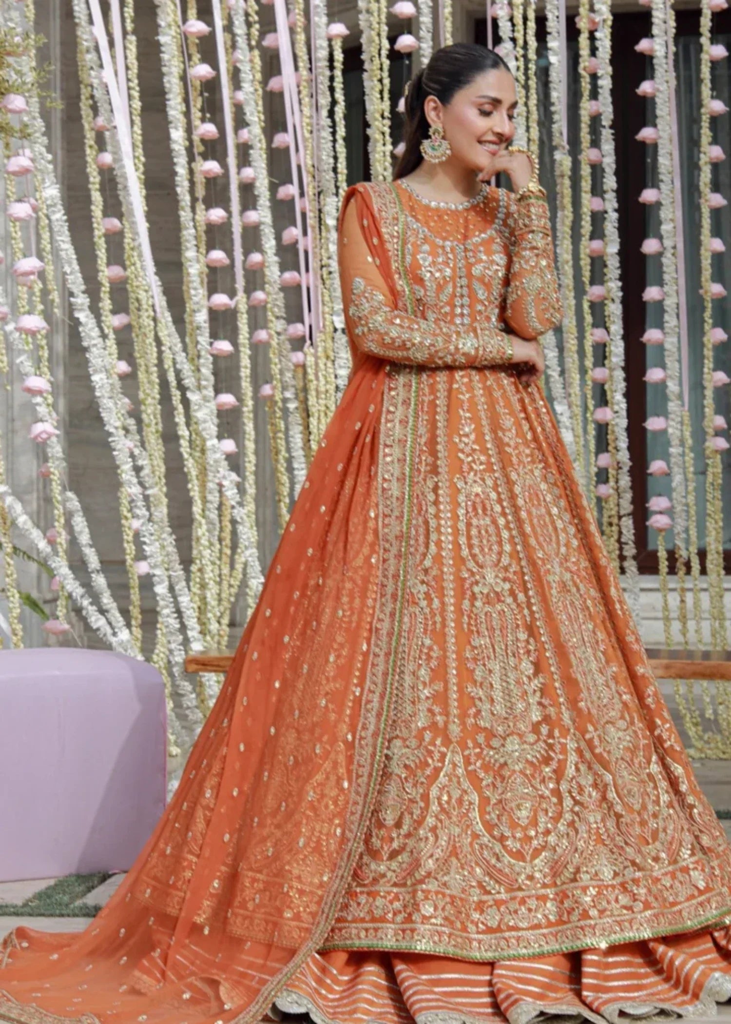 chiffon Maxi in Coral orange