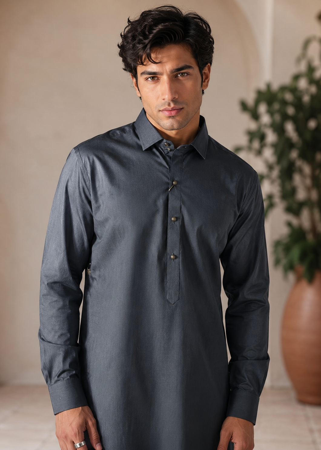 cotton Shalwar Kameez in Raven grey
