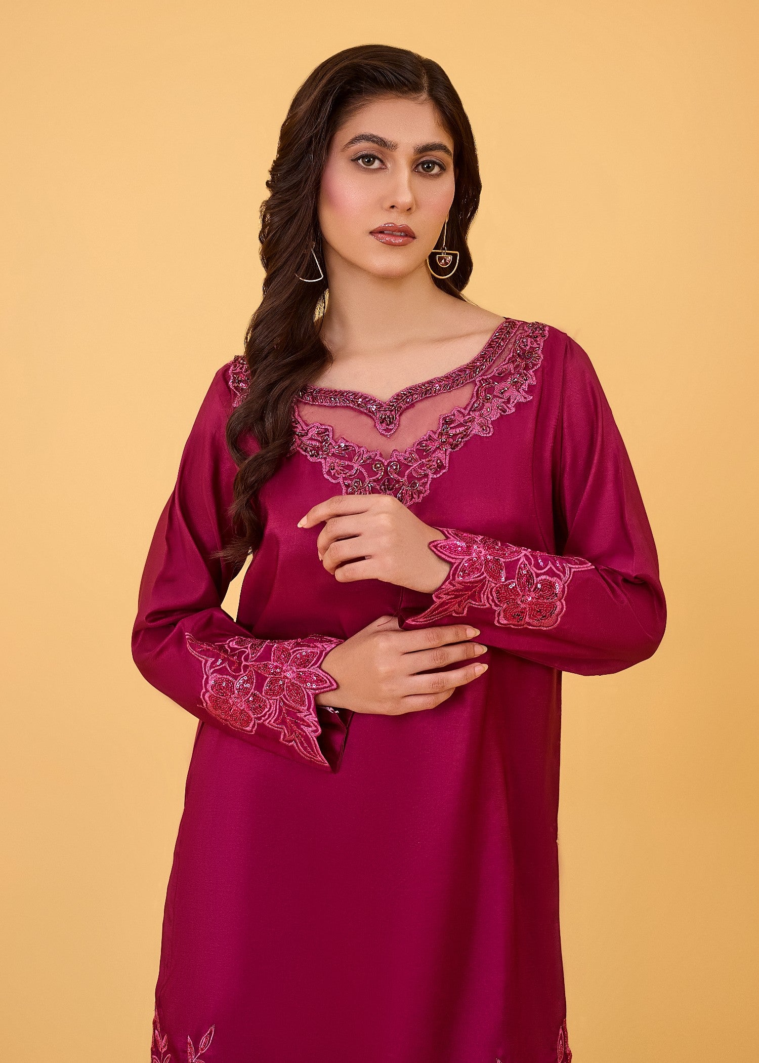 kattan silk Kurta Set in Lusty gallant