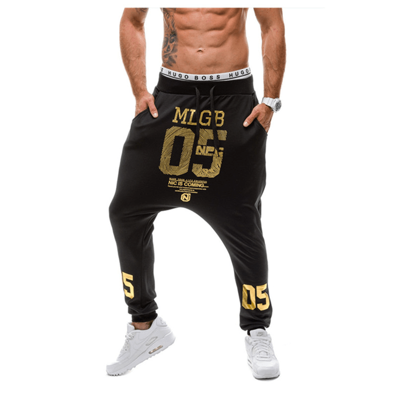 Men'S Harem Pants Alphabet Print Low-Grade Baggy Pants
