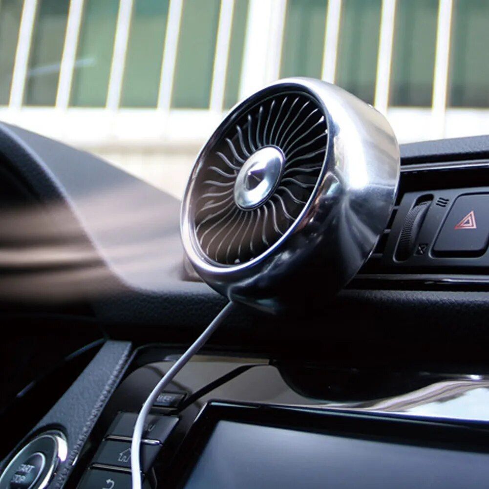 USB Car Vent Fan with 3 Speeds & Colorful LED Light