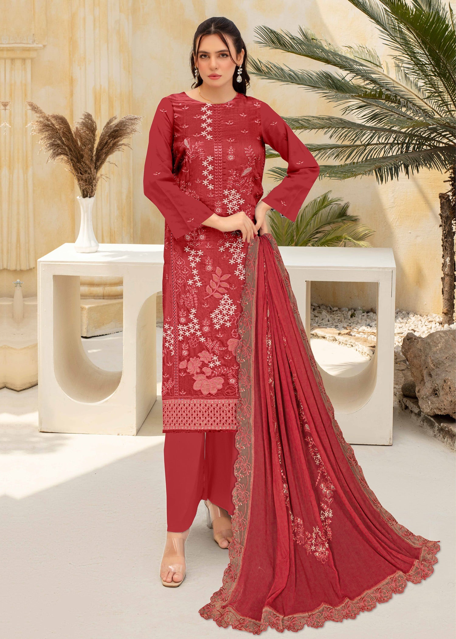 viscose Unstitched in Red