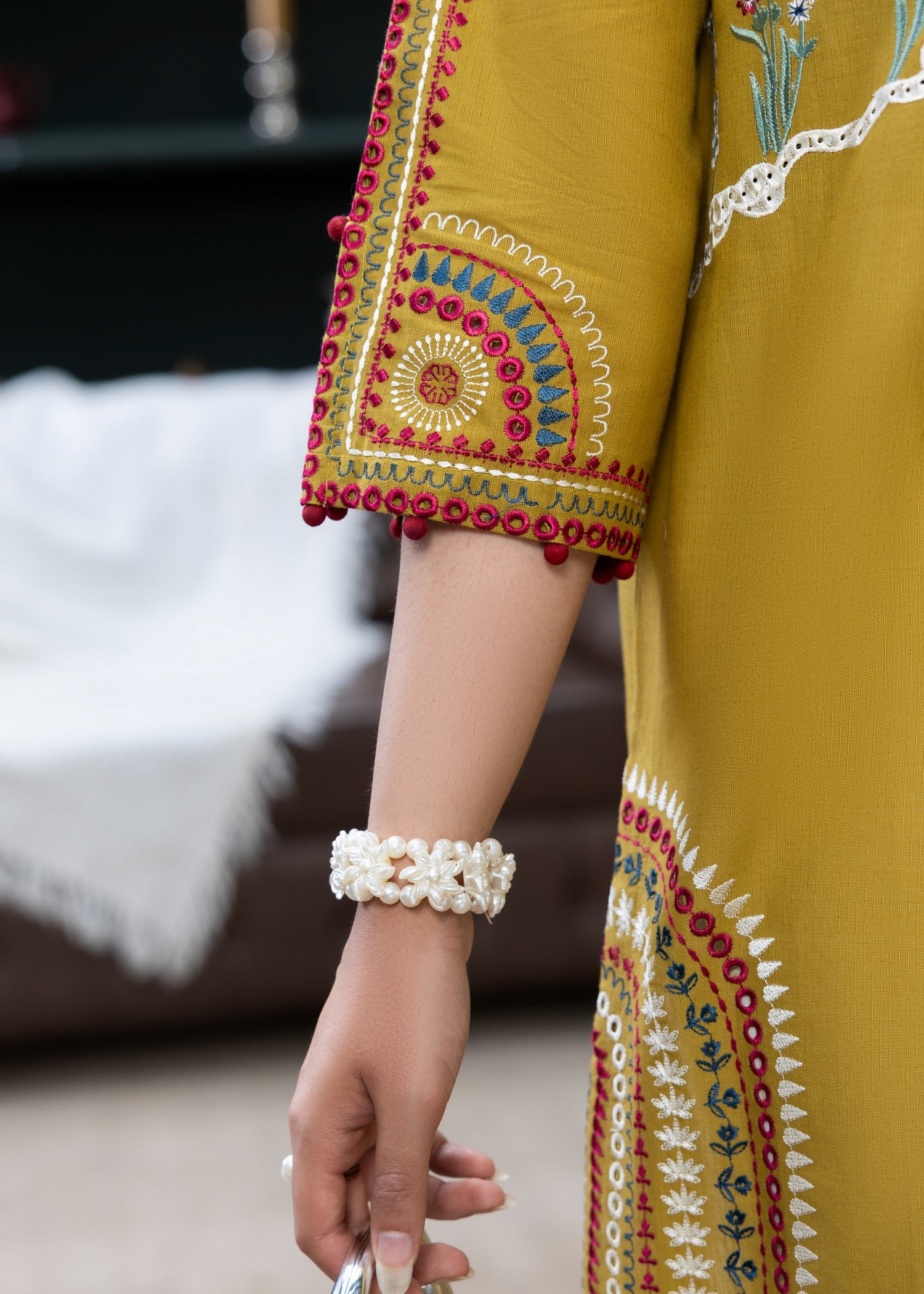 lawn cotton Kurta Set in Saffron