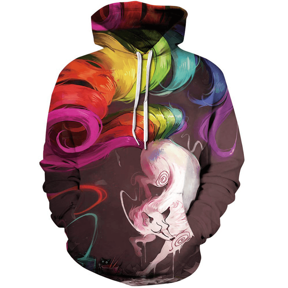 Colorful Nine-Tailed Fox 3D Digital Print Sweatshirt