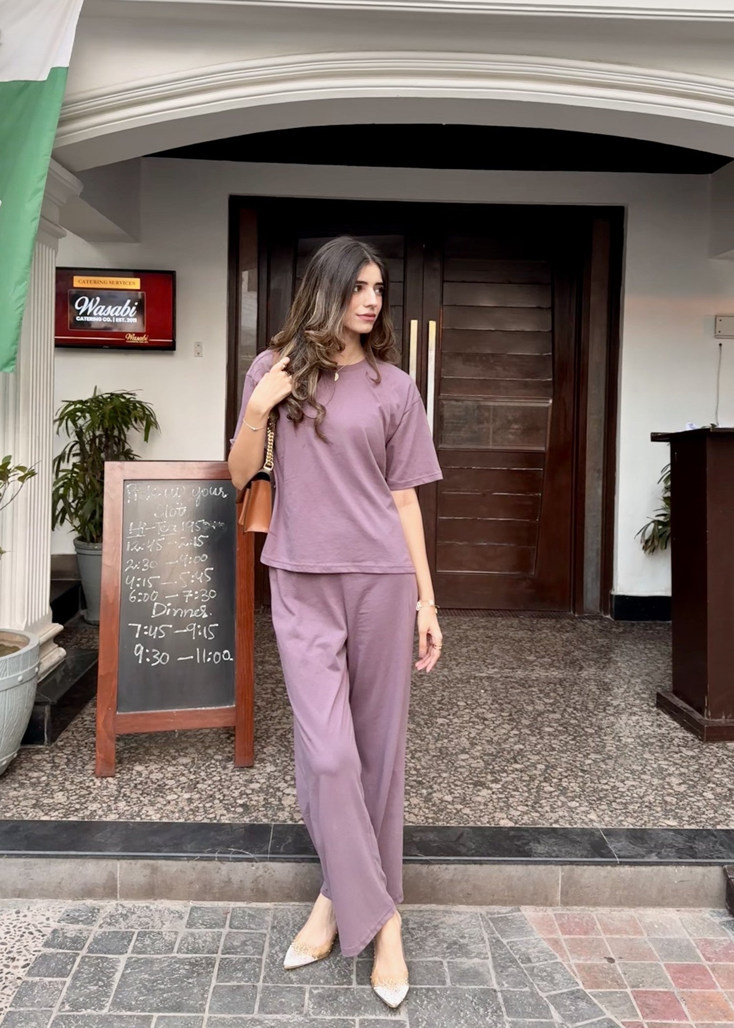 cotton jersey Co Ord Sets in Mauve pink