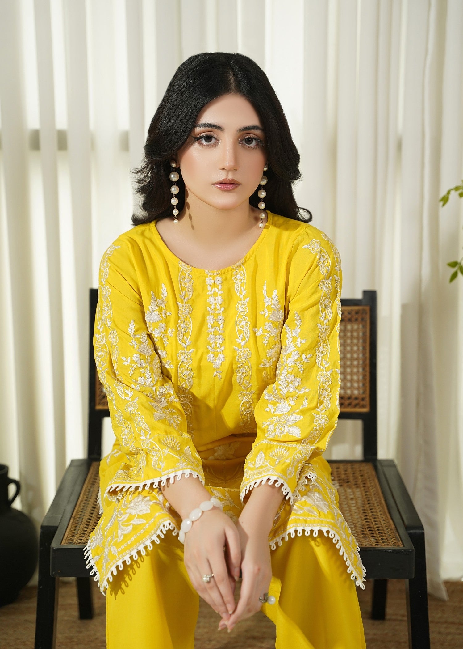 cotton Kurta Set in Yellow