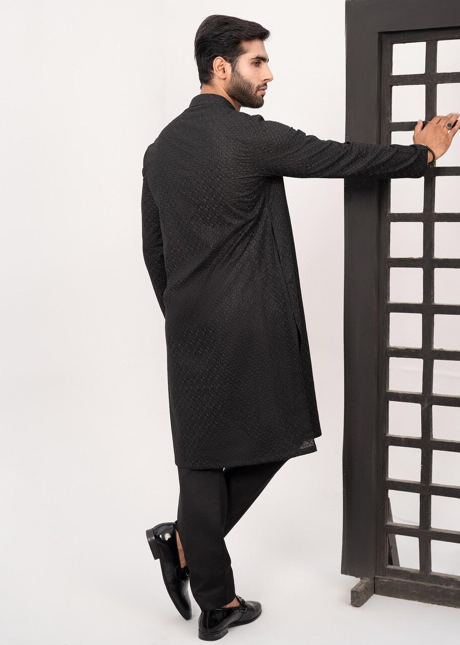 chikankari cotton Kurta Set in Black by HK Fashion