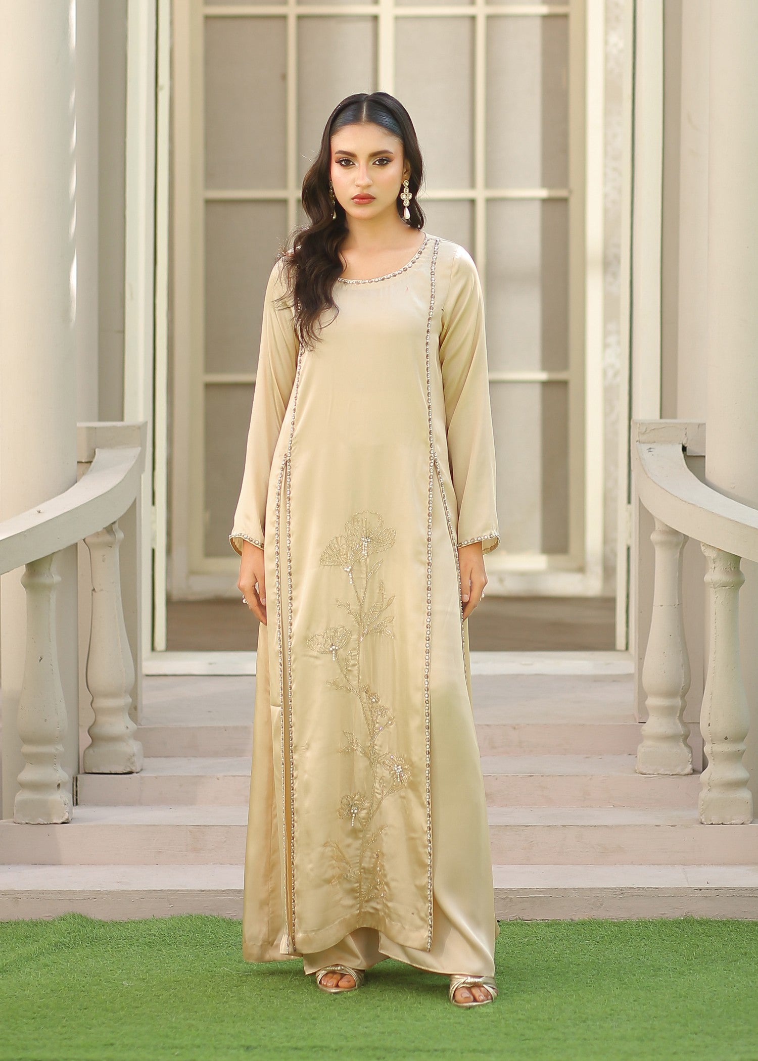 silk charmeuse Kurta Set in Goldenrod