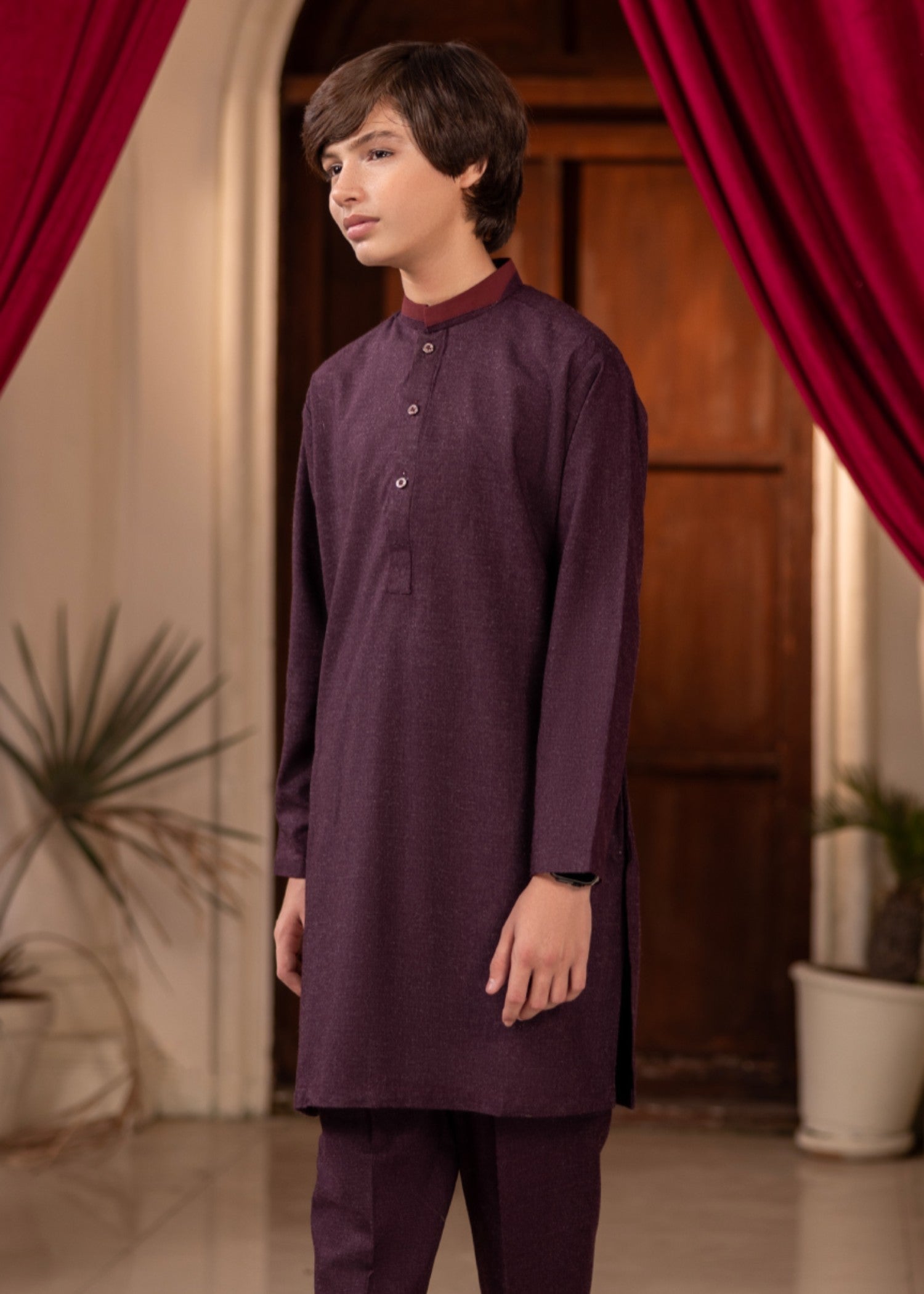 wool Kurta Set in Purple