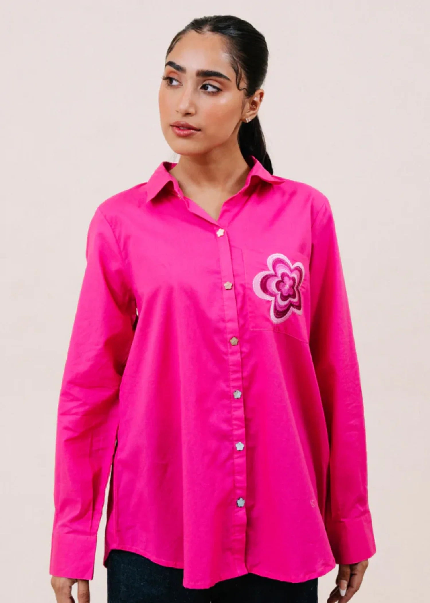 cambric Top in Hot pink