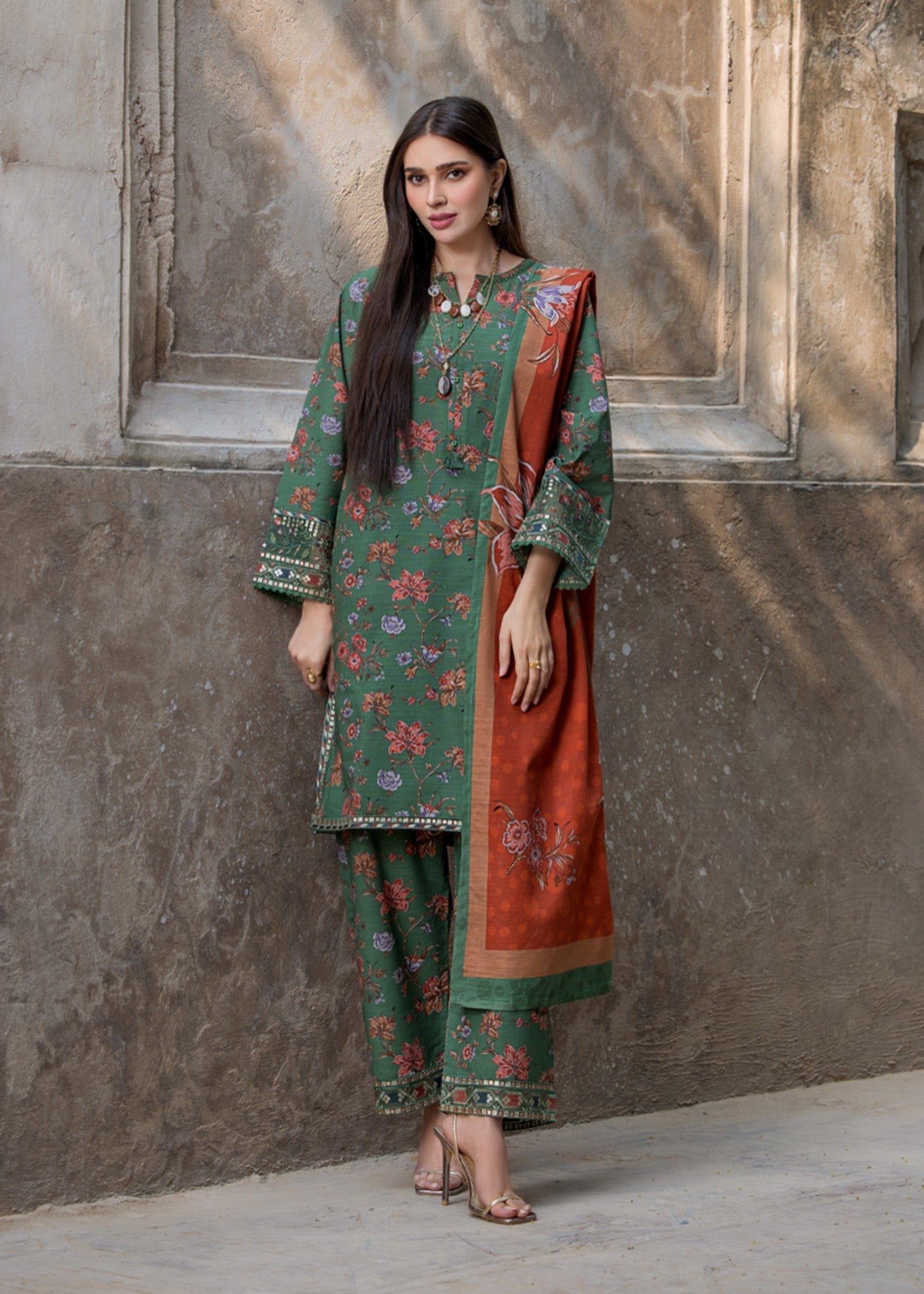 khaddar Kurta Set in Sea green