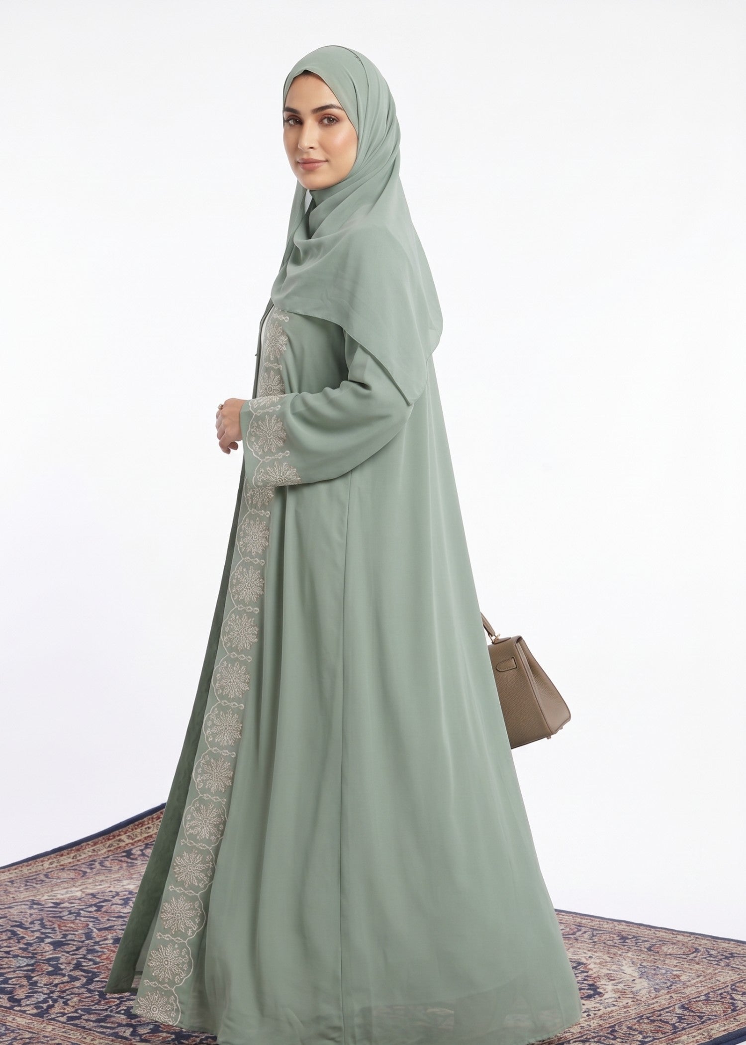 nidha blend Abaya in Sage green