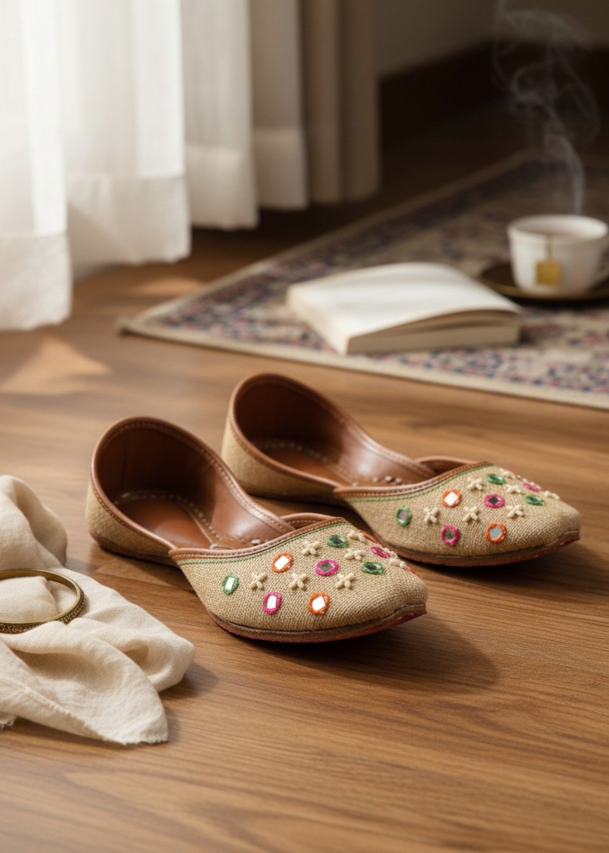 Khussa in Beige by - High Quality Women Khussa QCZ9462
