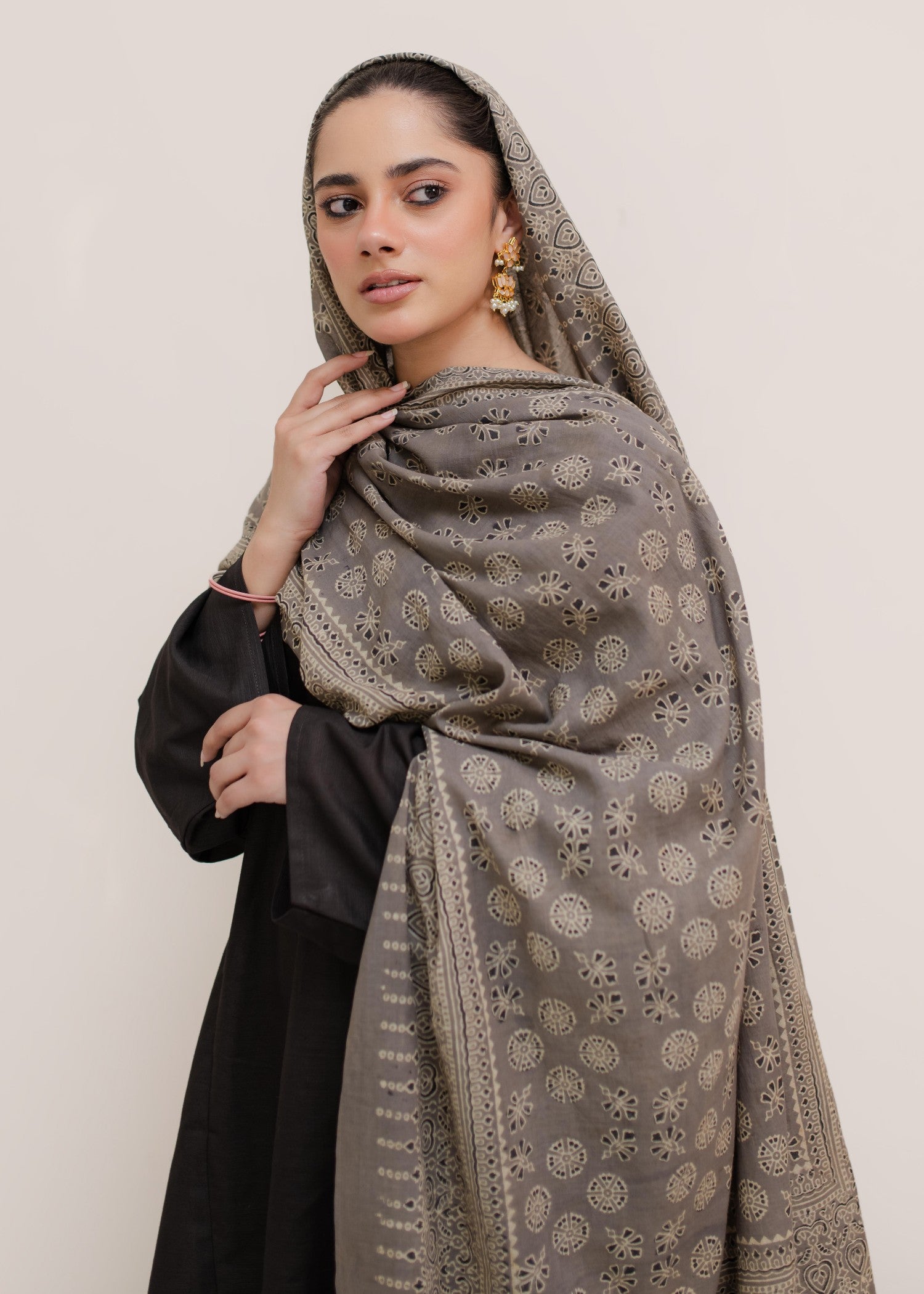 lawn cotton Hijab in Steal grey