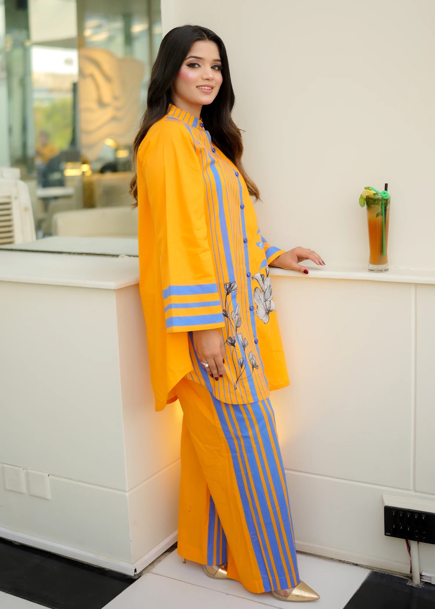 lawn Co ord Sets in Honey, blue