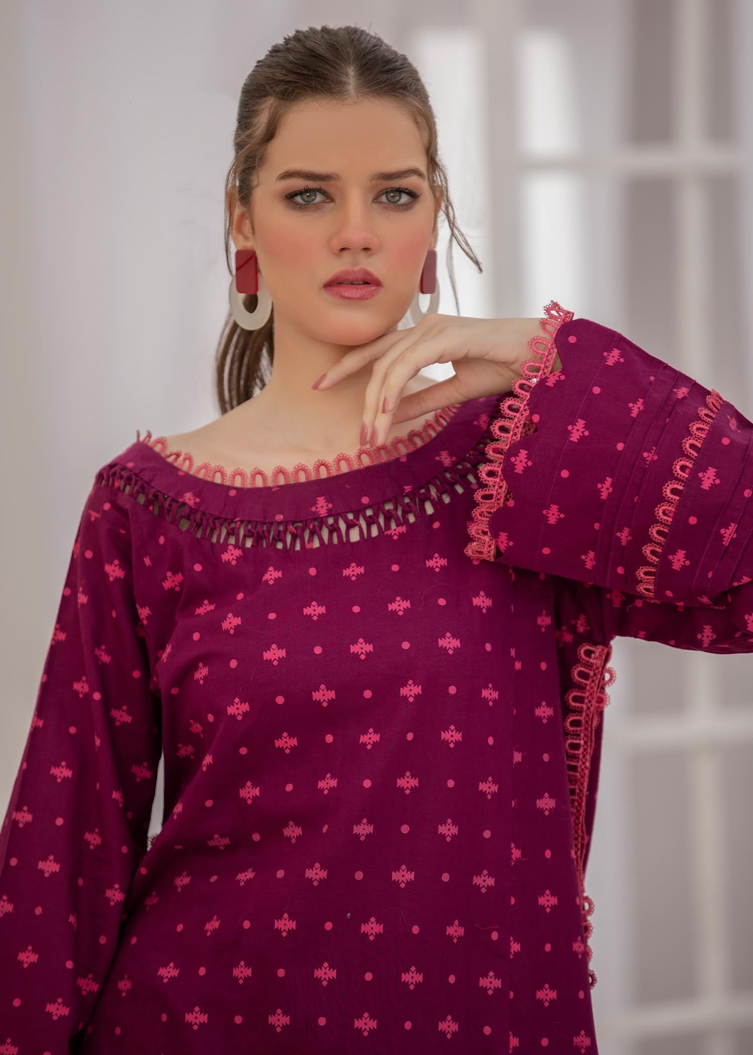 cotton Co Ord Sets in Magenta