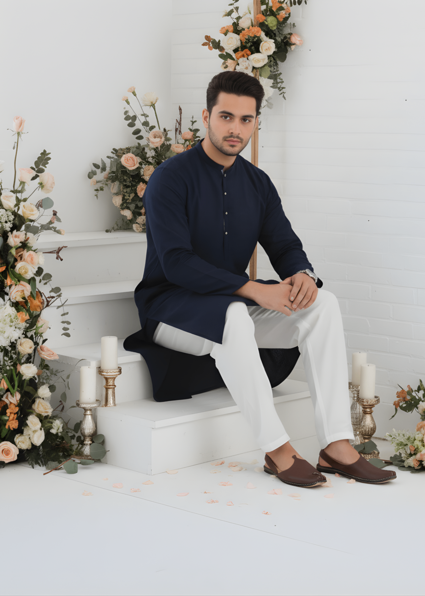 wash & wear Kurta in Dark blue