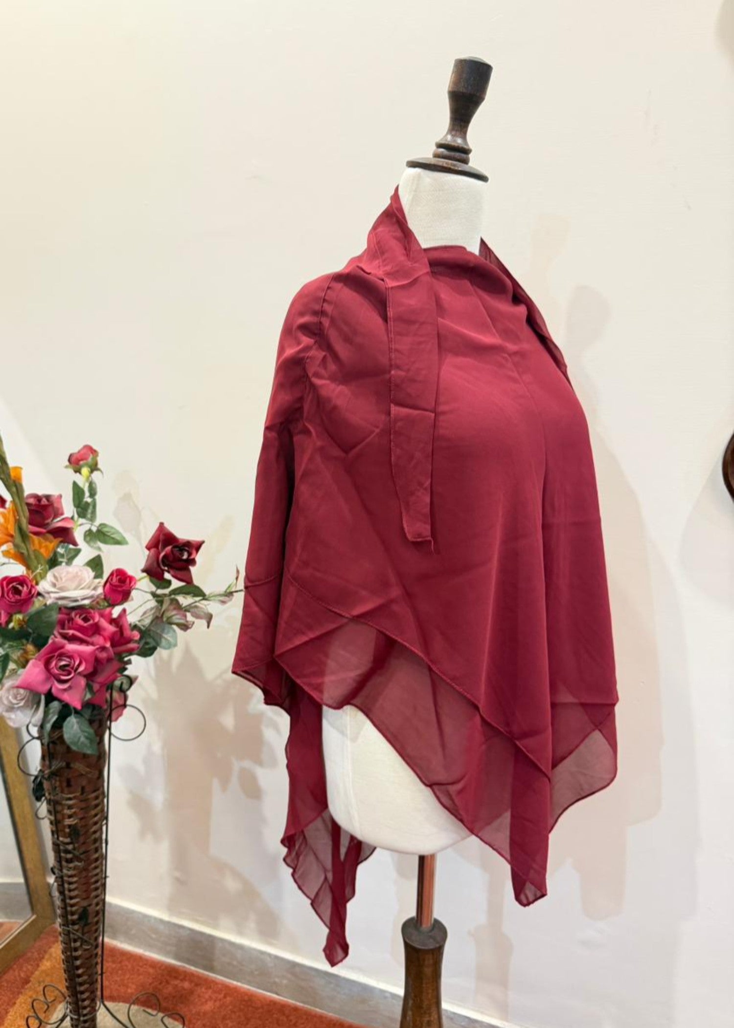 georgette chiffon Jilbab in Cardinal red