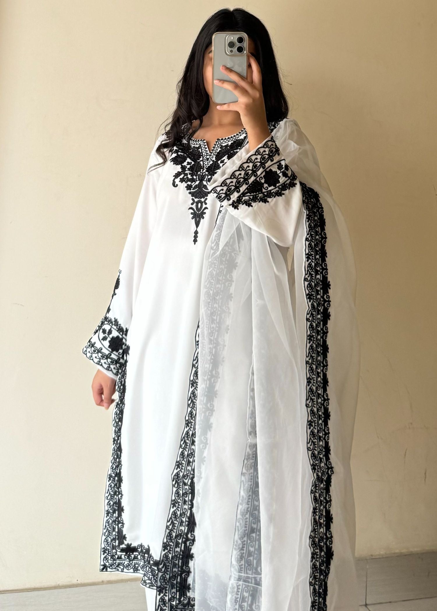 georgette Kurta Set in White