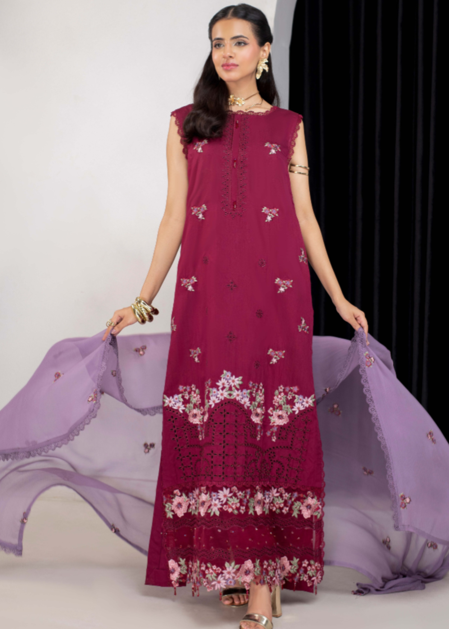 viscose Unstitched in Carmine, heather
