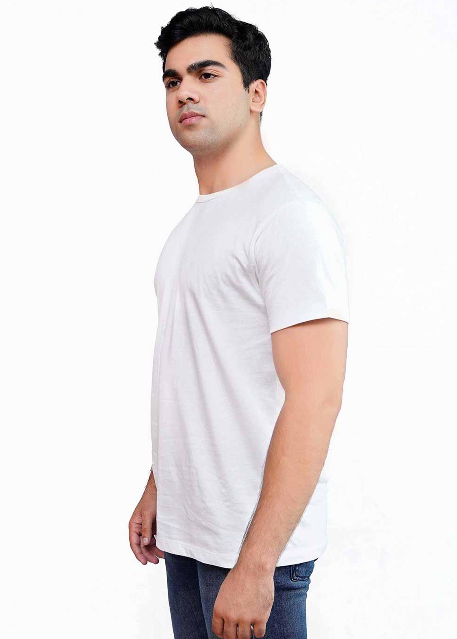 single jersey knit T Shirt in White