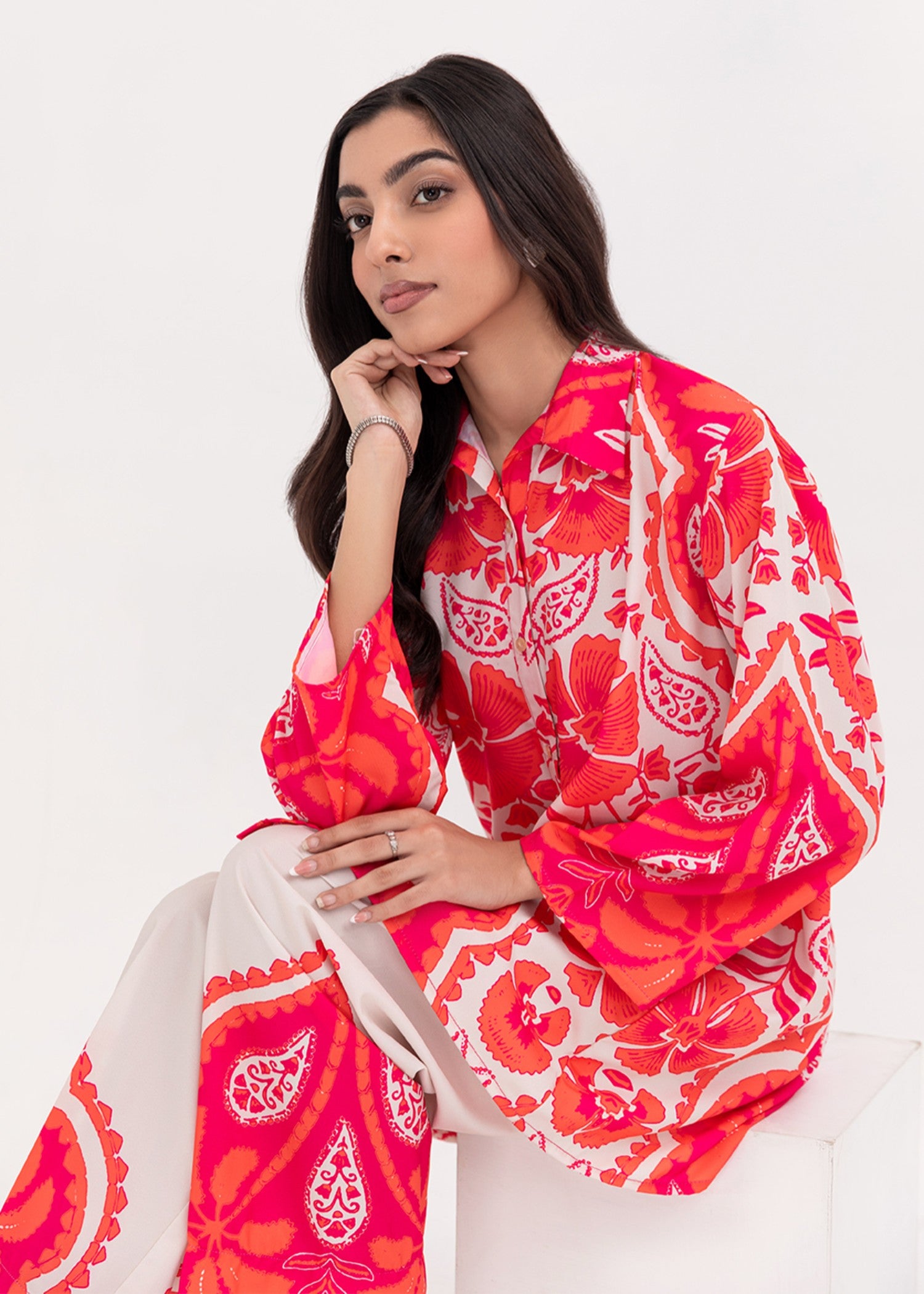 crepe Co Ord Sets in Cherry red